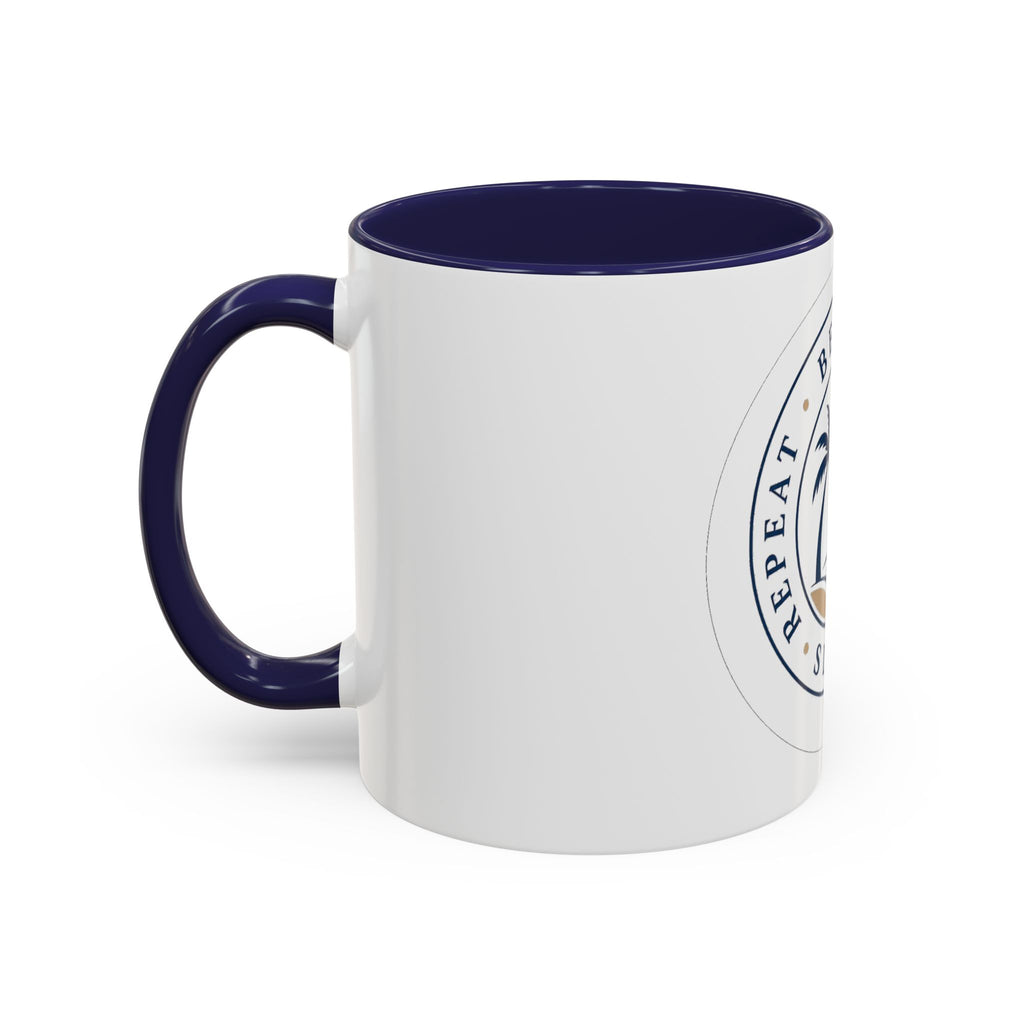 "Beach, Eat, Drink, Sleep, Repeat" Accent Coffee Mug (11, 15oz)