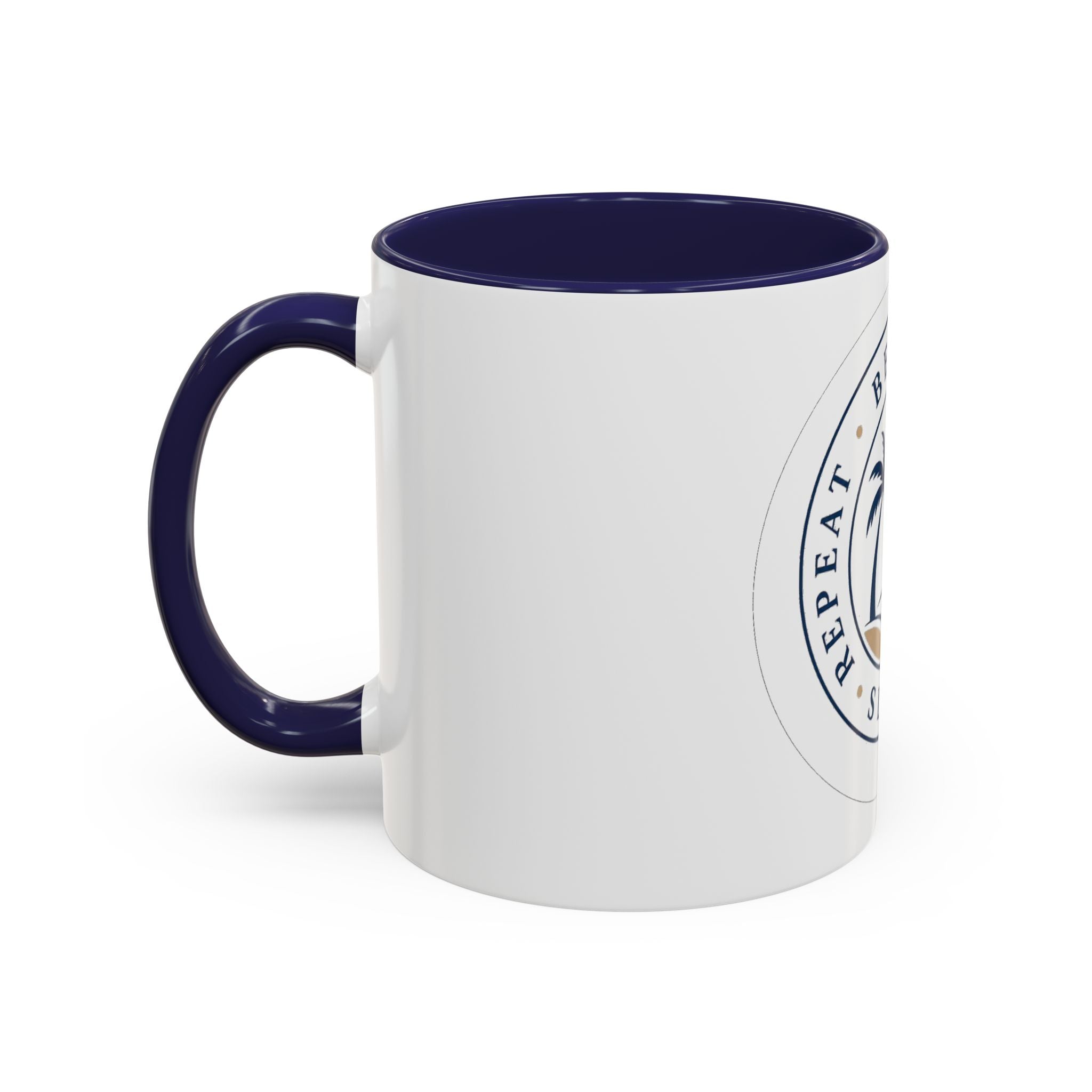 "Beach, Eat, Drink, Sleep, Repeat" Accent Coffee Mug (11, 15oz)