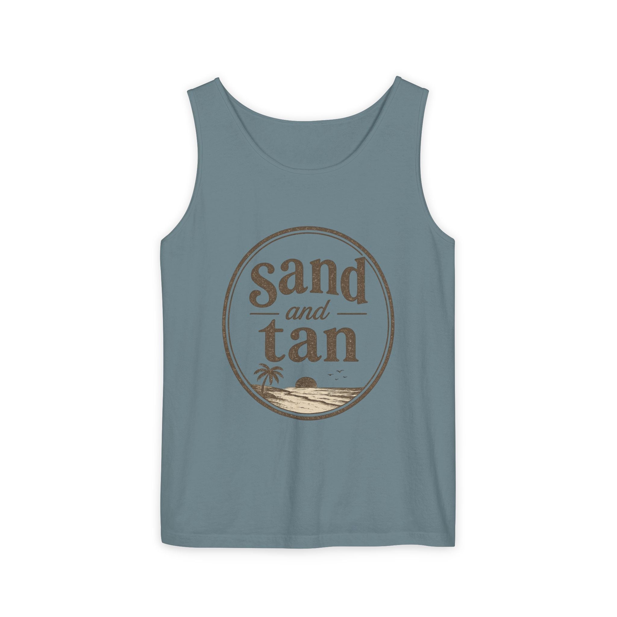 Sand and Tan Beach Tank Top — Vintage Surf Graphic