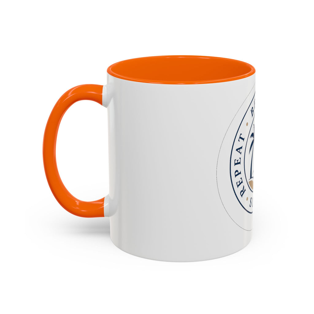 "Beach, Eat, Drink, Sleep, Repeat" Accent Coffee Mug (11, 15oz)