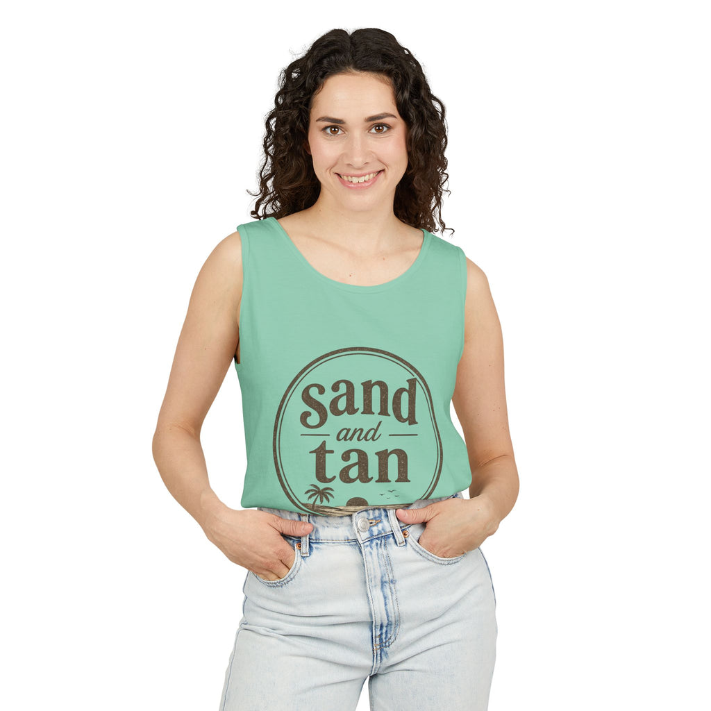Sand and Tan Beach Tank Top — Vintage Surf Graphic