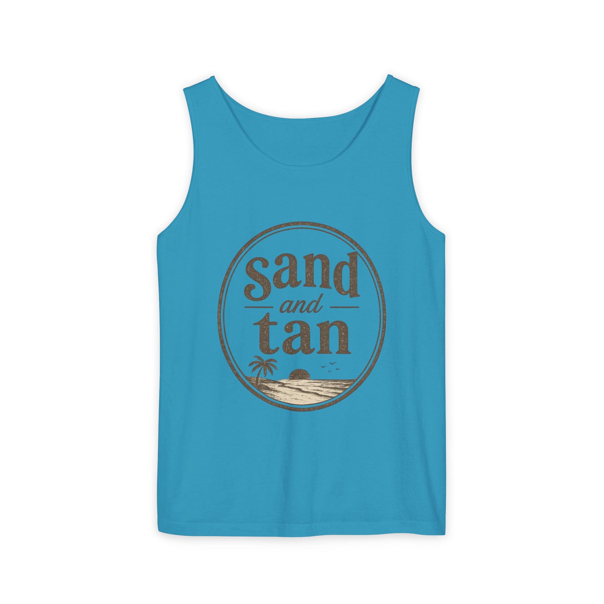 Sand and Tan Beach Tank Top — Vintage Surf Graphic