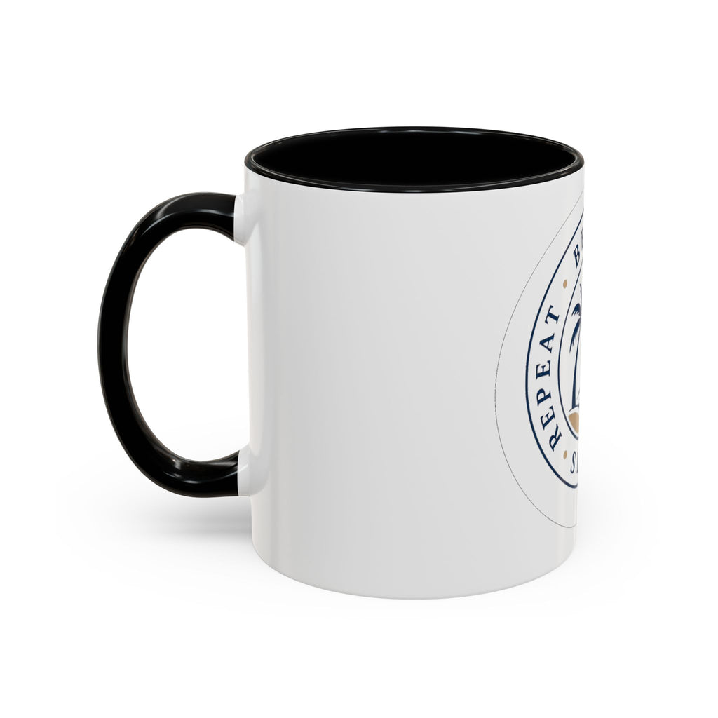 "Beach, Eat, Drink, Sleep, Repeat" Accent Coffee Mug (11, 15oz)