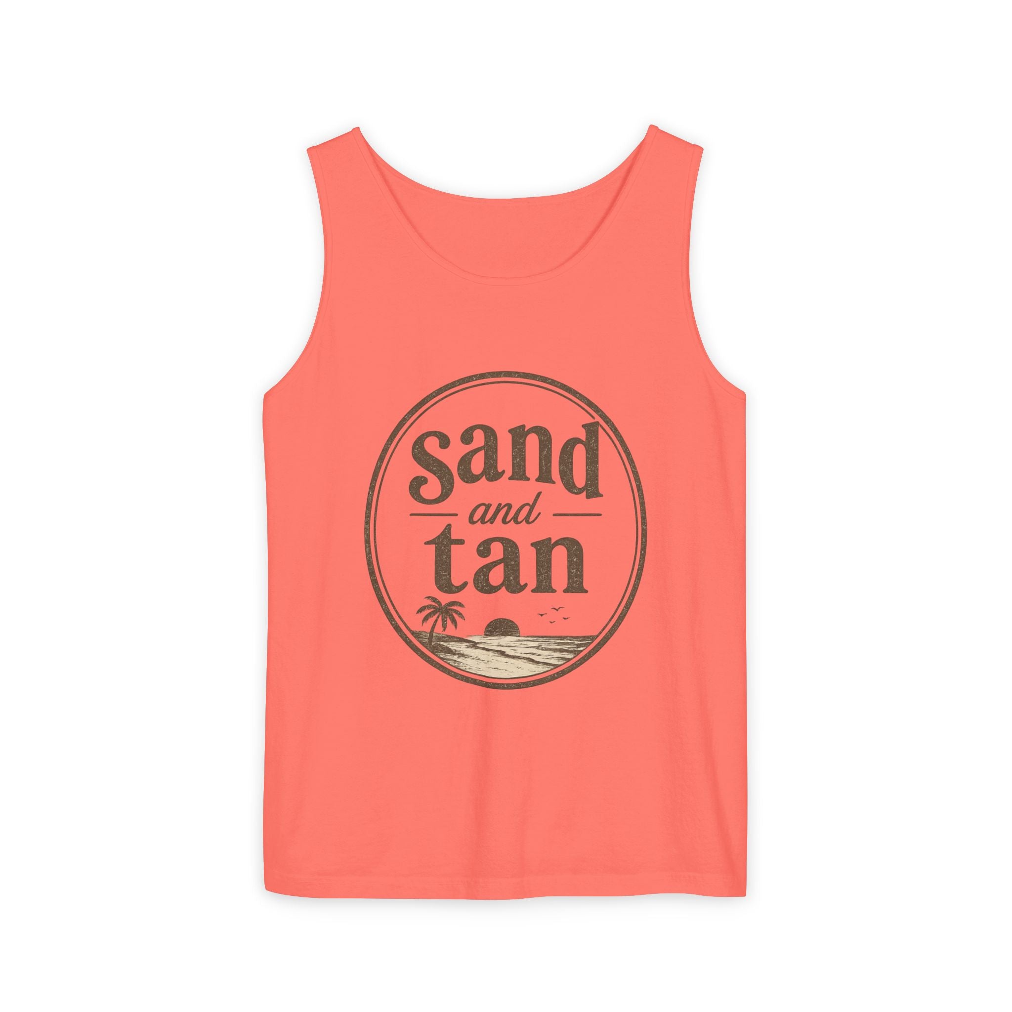 Sand and Tan Beach Tank Top — Vintage Surf Graphic