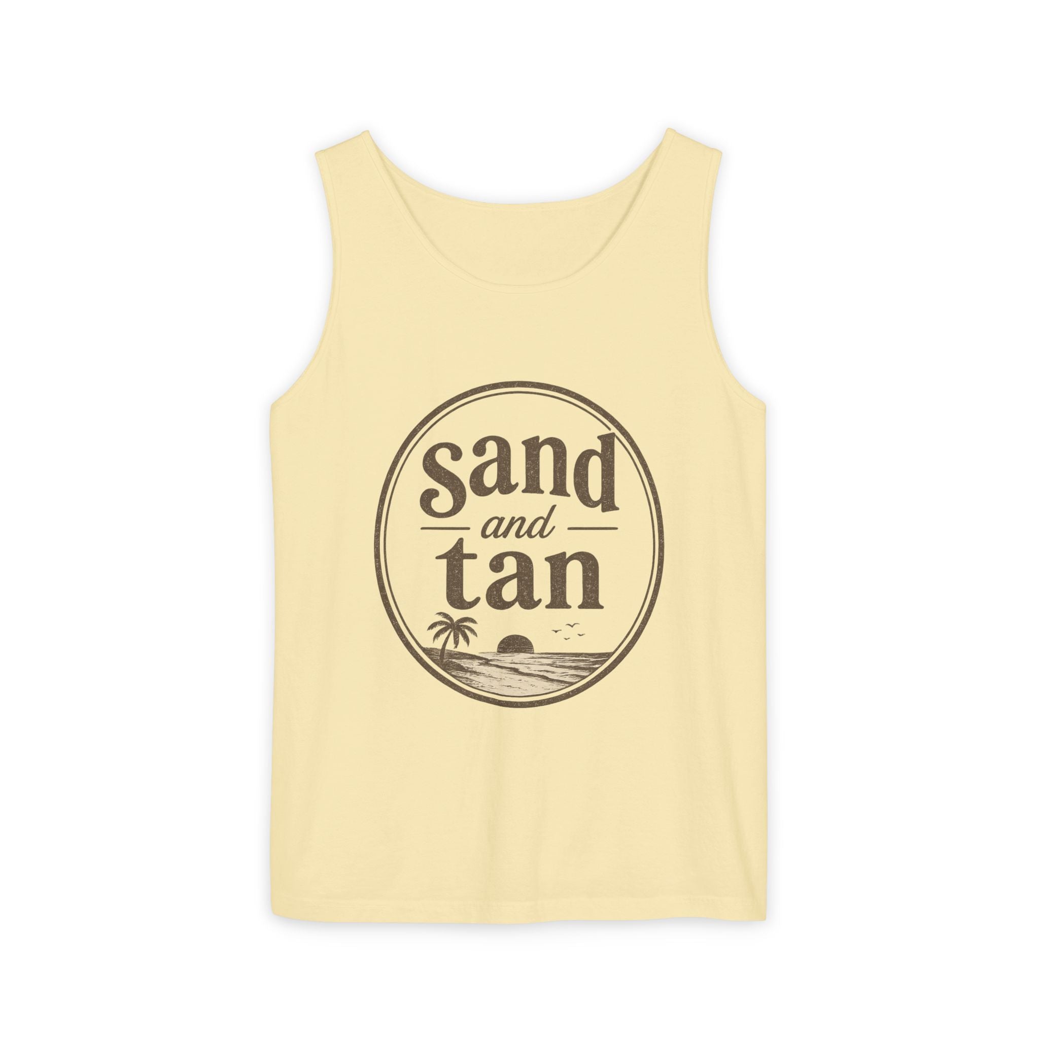 Sand and Tan Beach Tank Top — Vintage Surf Graphic