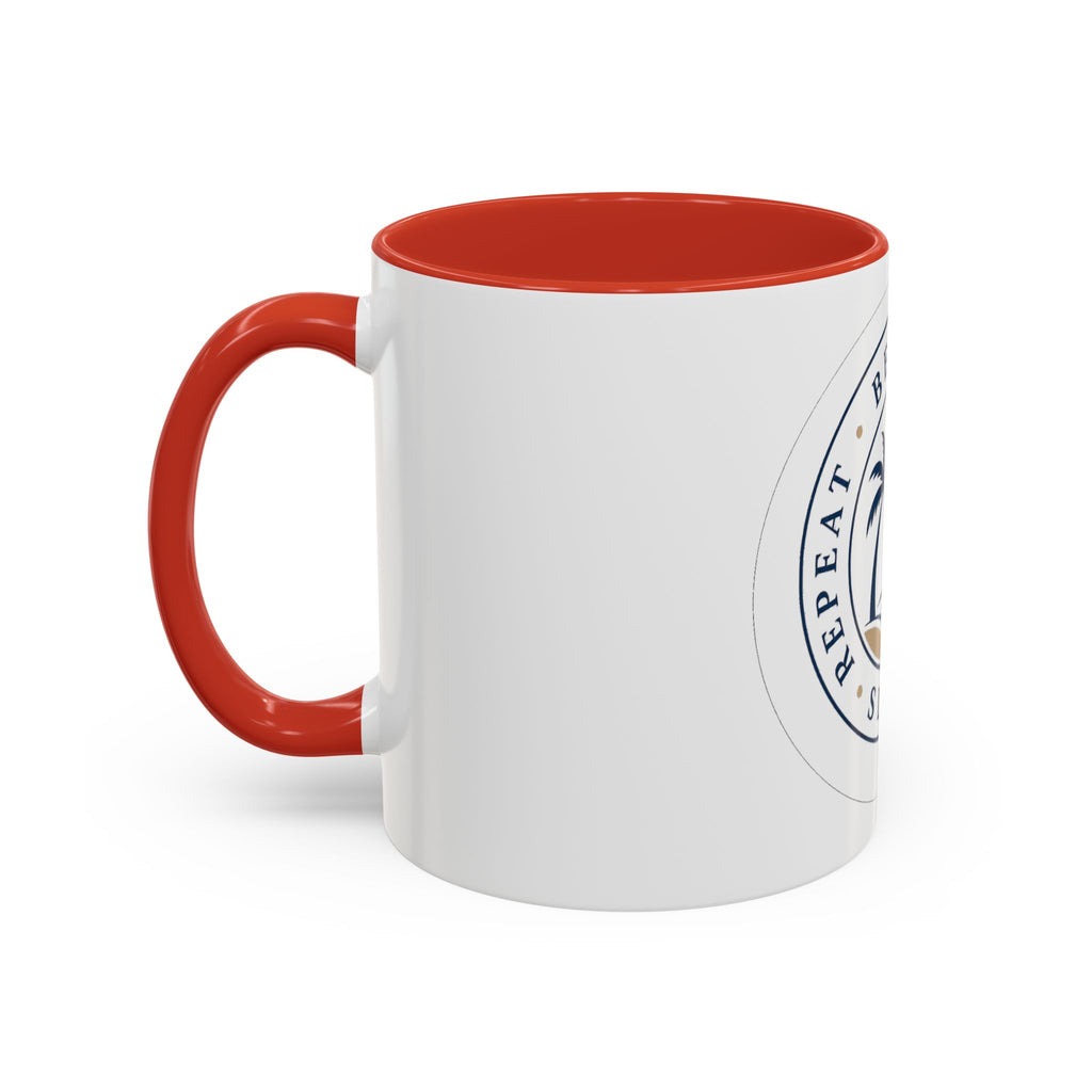 "Beach, Eat, Drink, Sleep, Repeat" Accent Coffee Mug (11, 15oz)