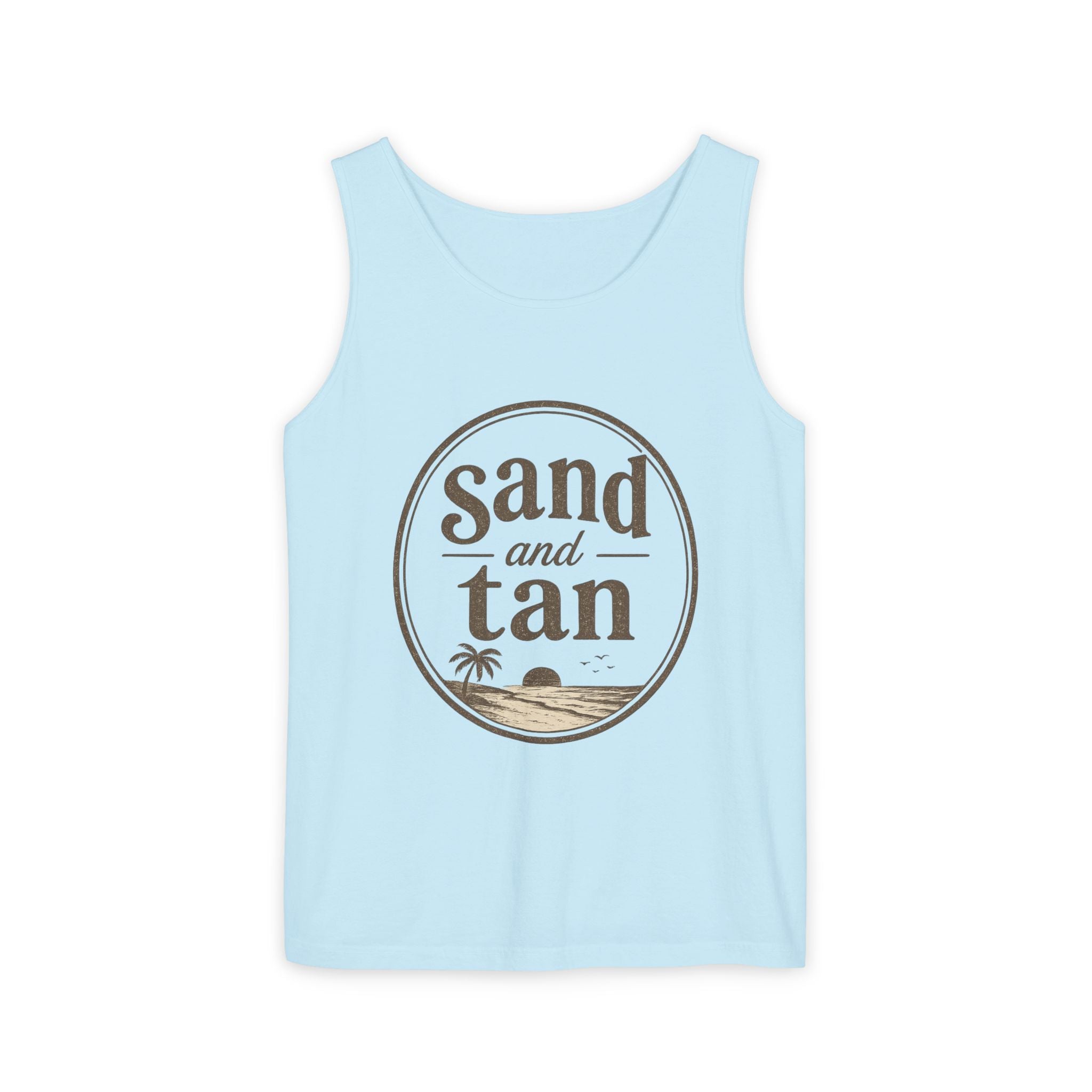 Sand and Tan Beach Tank Top — Vintage Surf Graphic