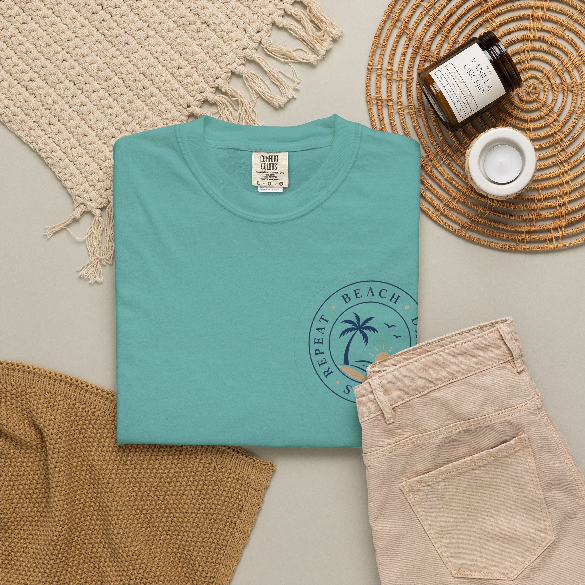 "Beach, Drink, Sleep, Repeat"— Vintage Coastal Graphic Tee