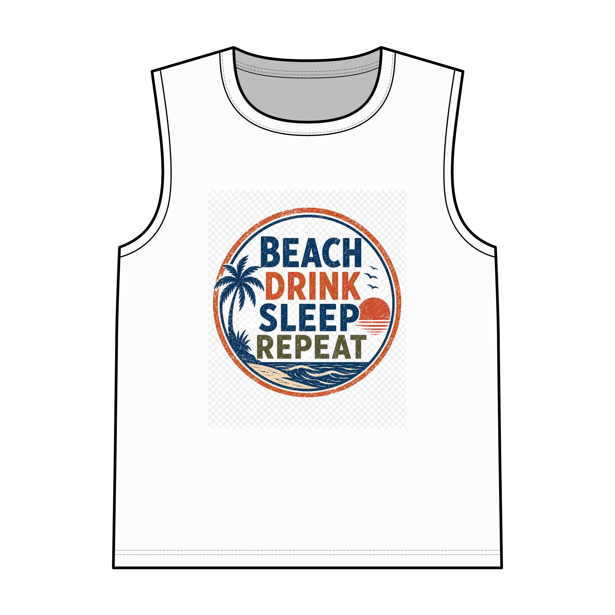 Beach Drink Sleep Repeat Tank Top — Tropical Summer Vacation Graphic Tank