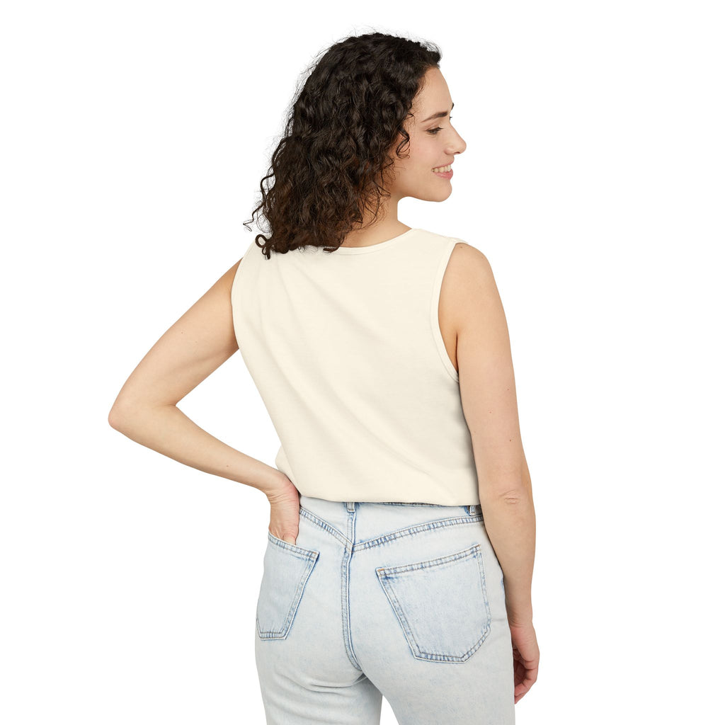 Sand & Tan Beach Tank Top — Minimal Sunrise Graphic