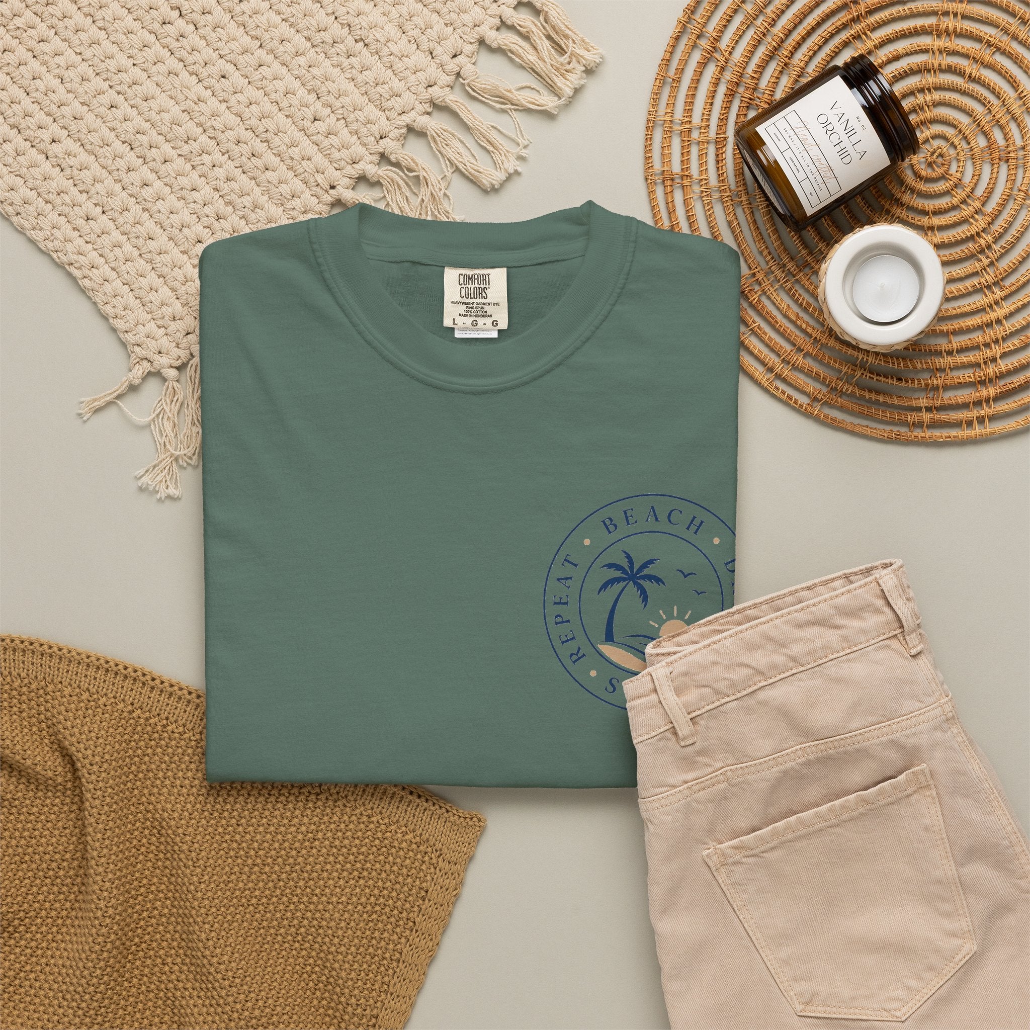 "Beach, Drink, Sleep, Repeat"— Vintage Coastal Graphic Tee