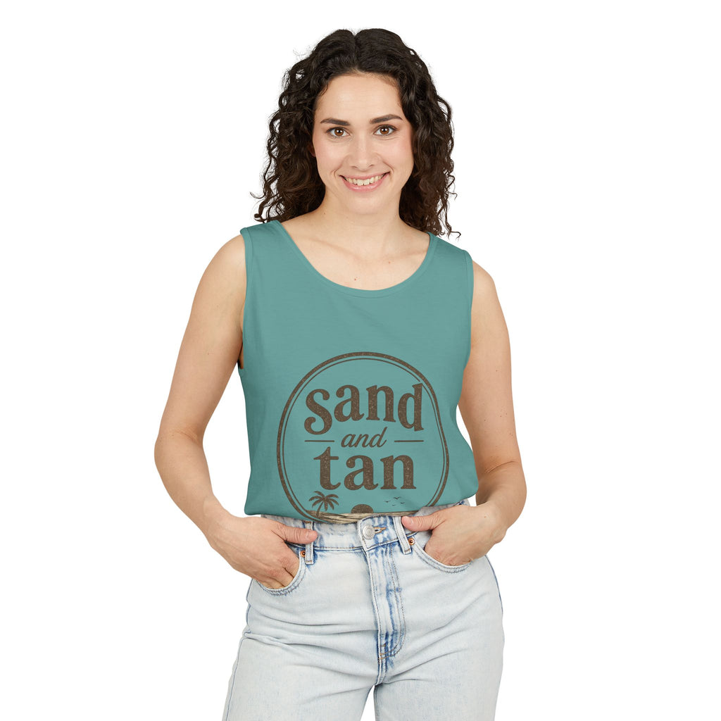 Sand and Tan Beach Tank Top — Vintage Surf Graphic