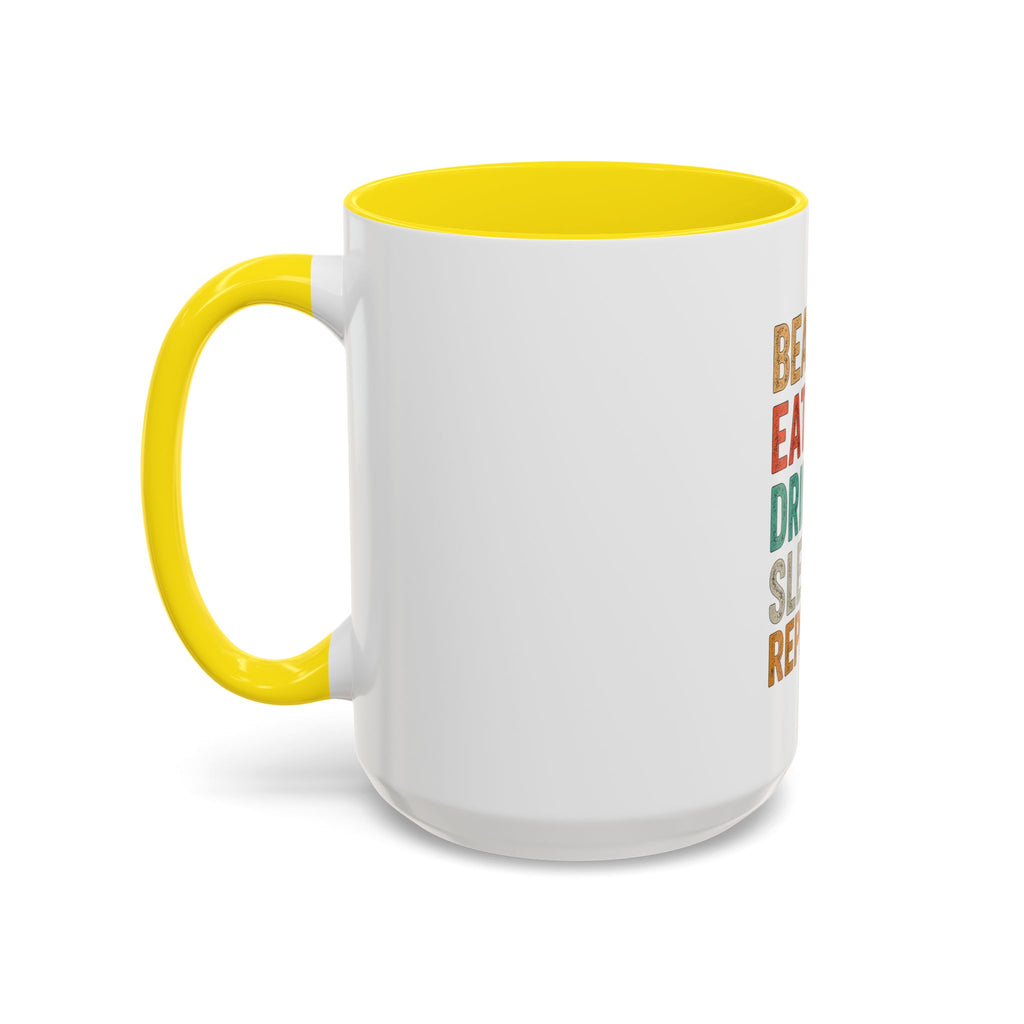 "Beach, Eat, Drink, Sleep, Repeat" Accent Coffee Mug (11, 15oz)