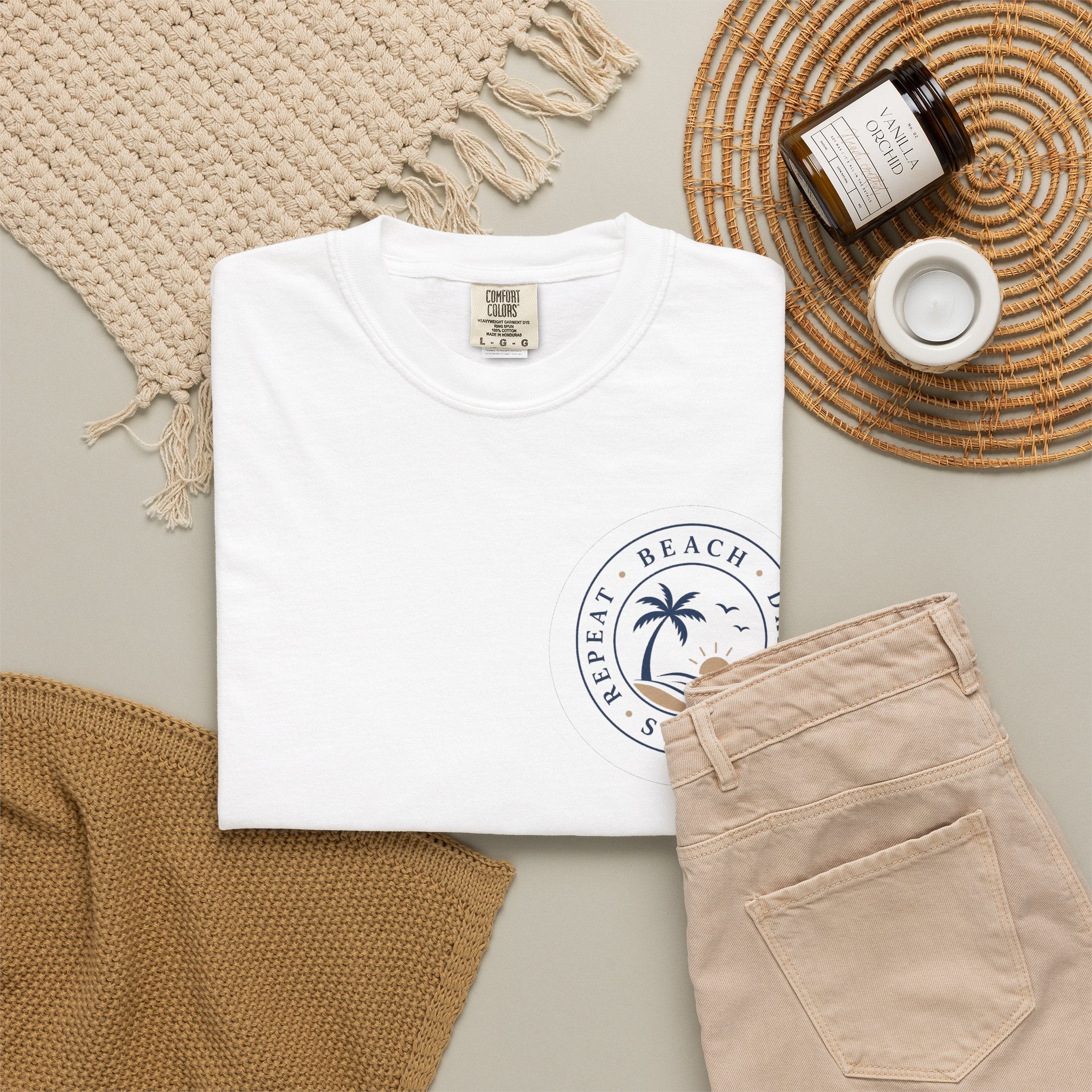 "Beach, Drink, Sleep, Repeat"— Vintage Coastal Graphic Tee