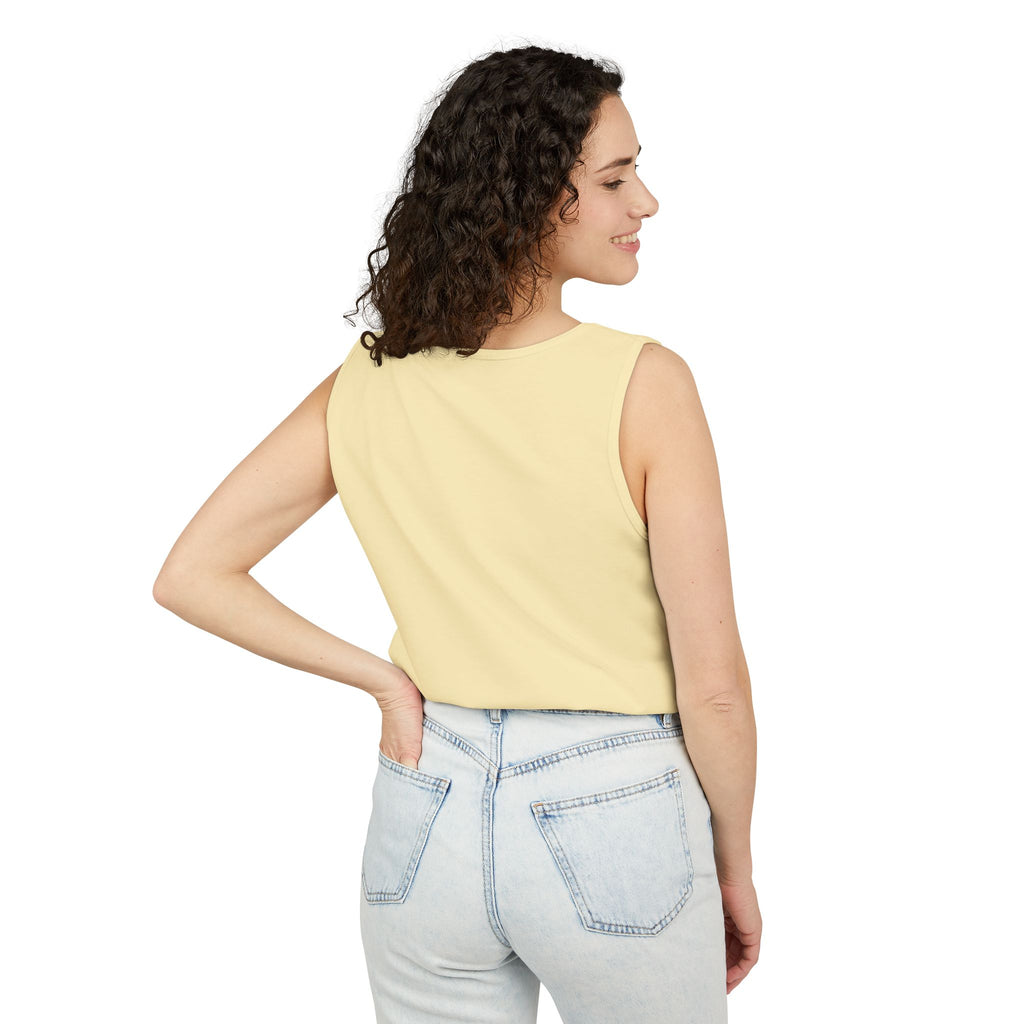 Sand & Tan Beach Tank Top — Minimal Sunrise Graphic