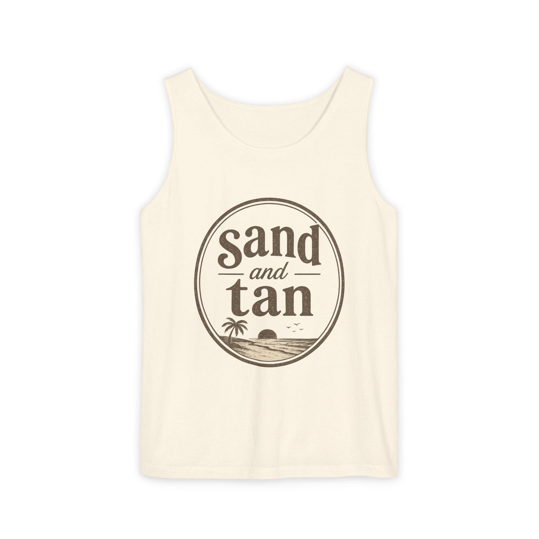 Sand and Tan Beach Tank Top — Vintage Surf Graphic