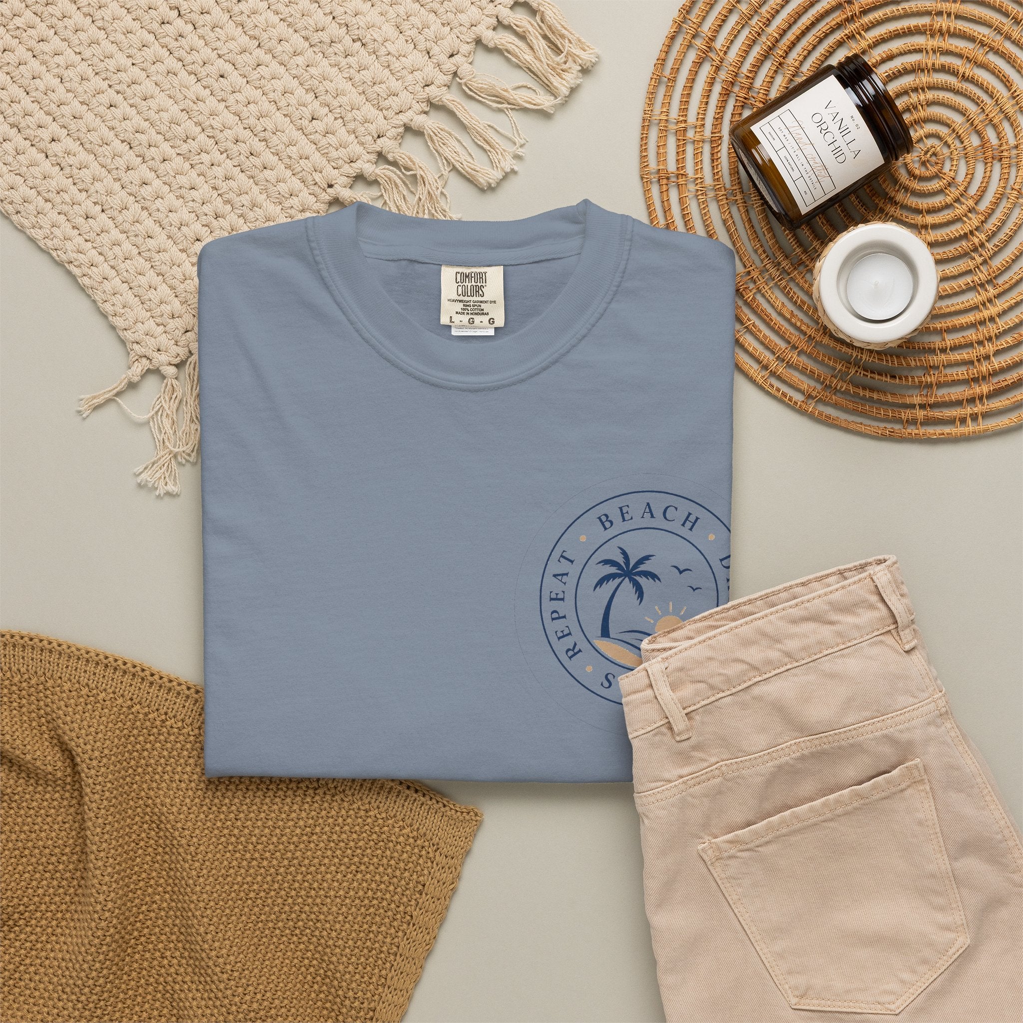 "Beach, Drink, Sleep, Repeat"— Vintage Coastal Graphic Tee