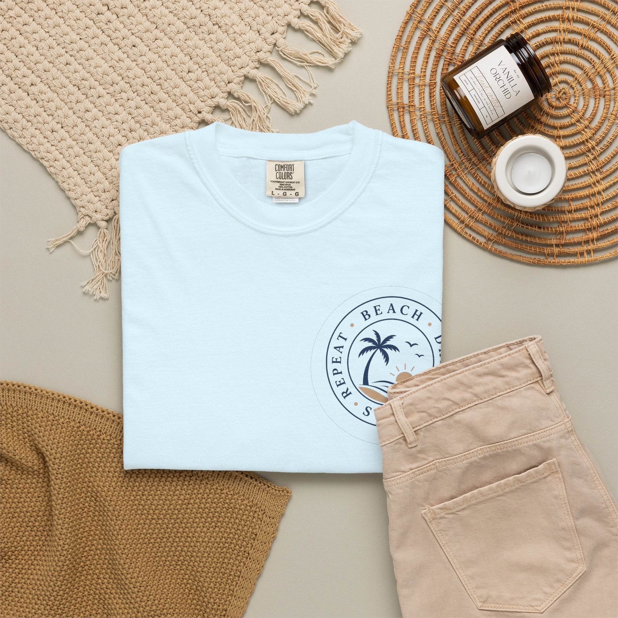 "Beach, Drink, Sleep, Repeat"— Vintage Coastal Graphic Tee