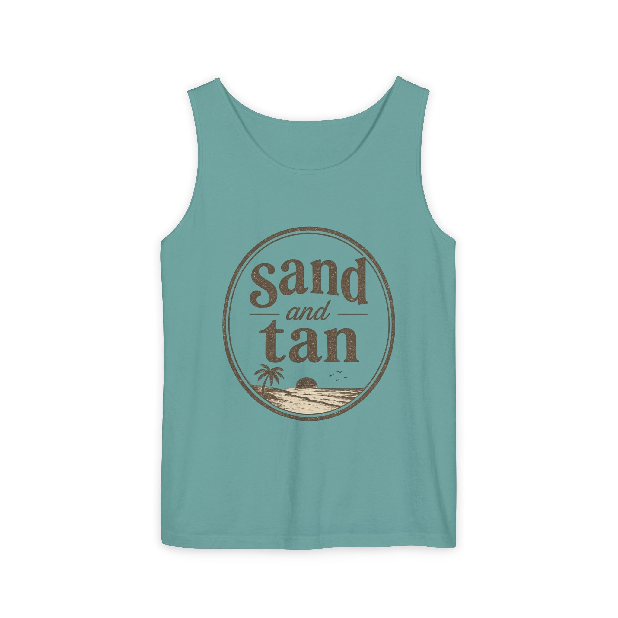 Sand and Tan Beach Tank Top — Vintage Surf Graphic