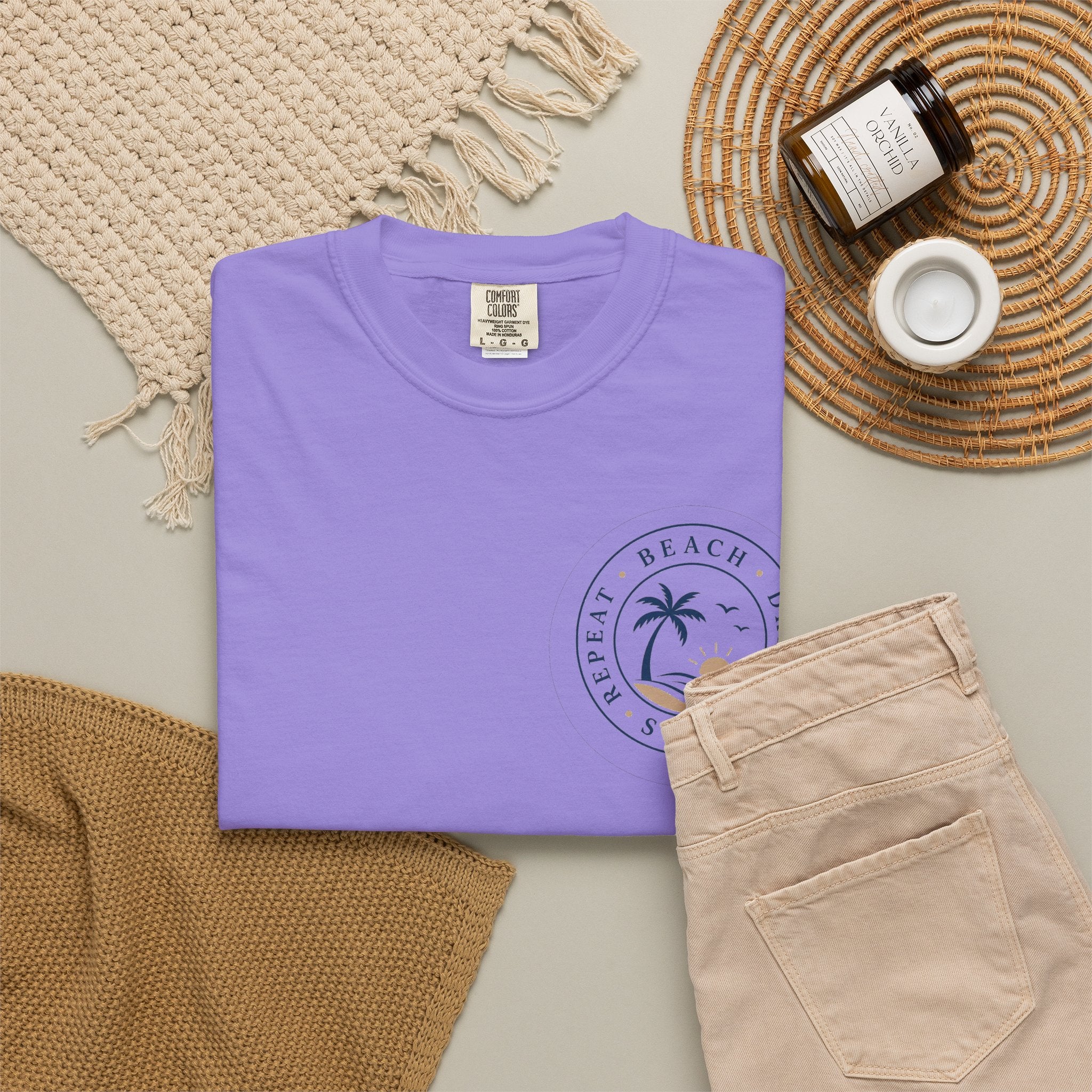 "Beach, Drink, Sleep, Repeat"— Vintage Coastal Graphic Tee