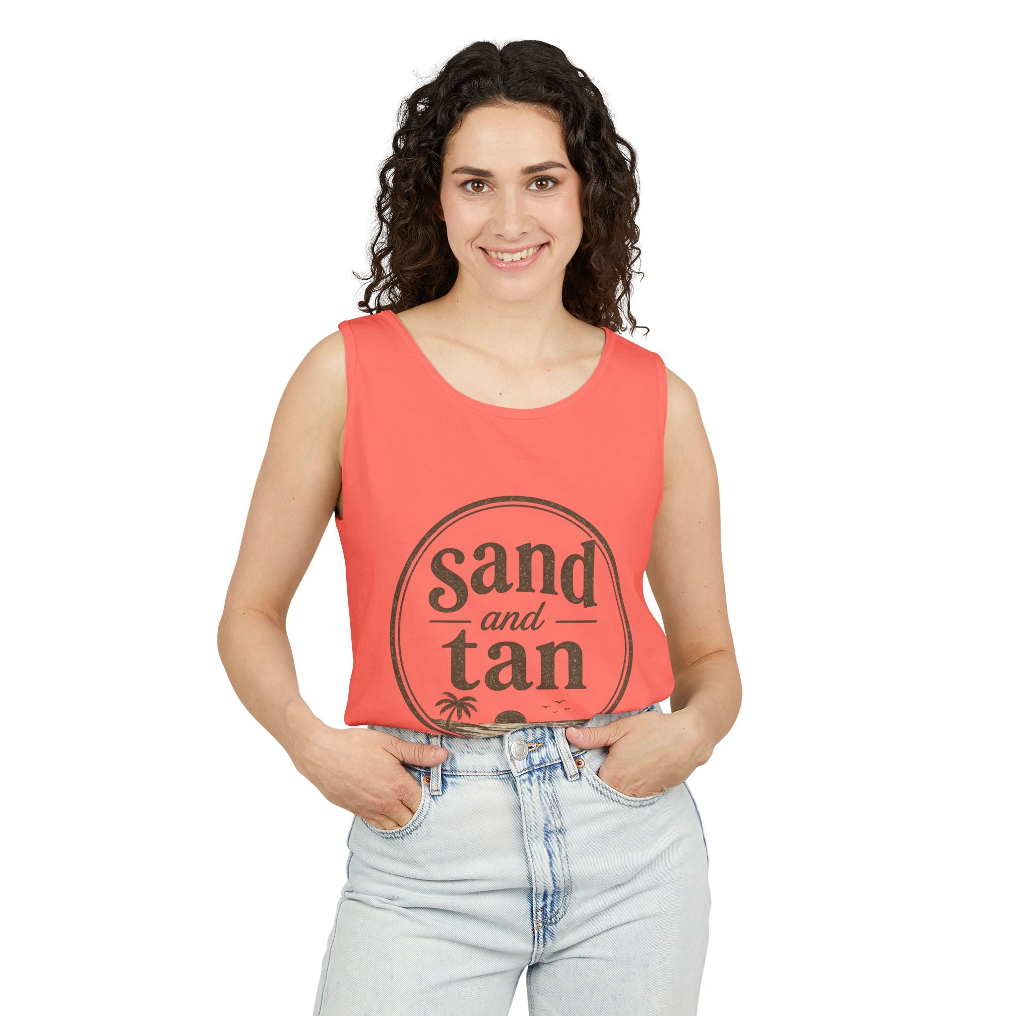 Sand and Tan Beach Tank Top — Vintage Surf Graphic