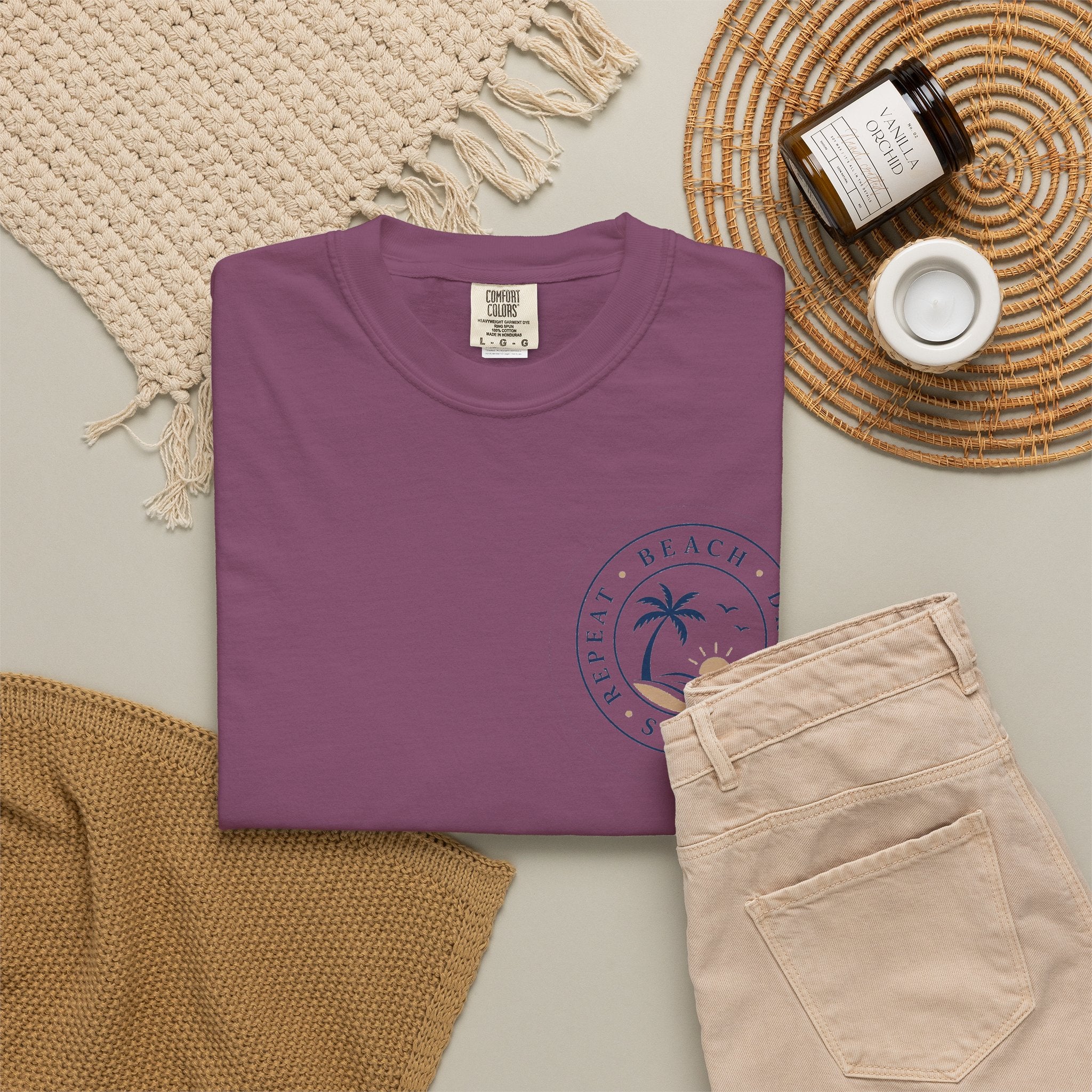 "Beach, Drink, Sleep, Repeat"— Vintage Coastal Graphic Tee