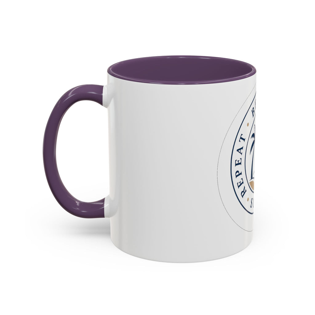 "Beach, Eat, Drink, Sleep, Repeat" Accent Coffee Mug (11, 15oz)