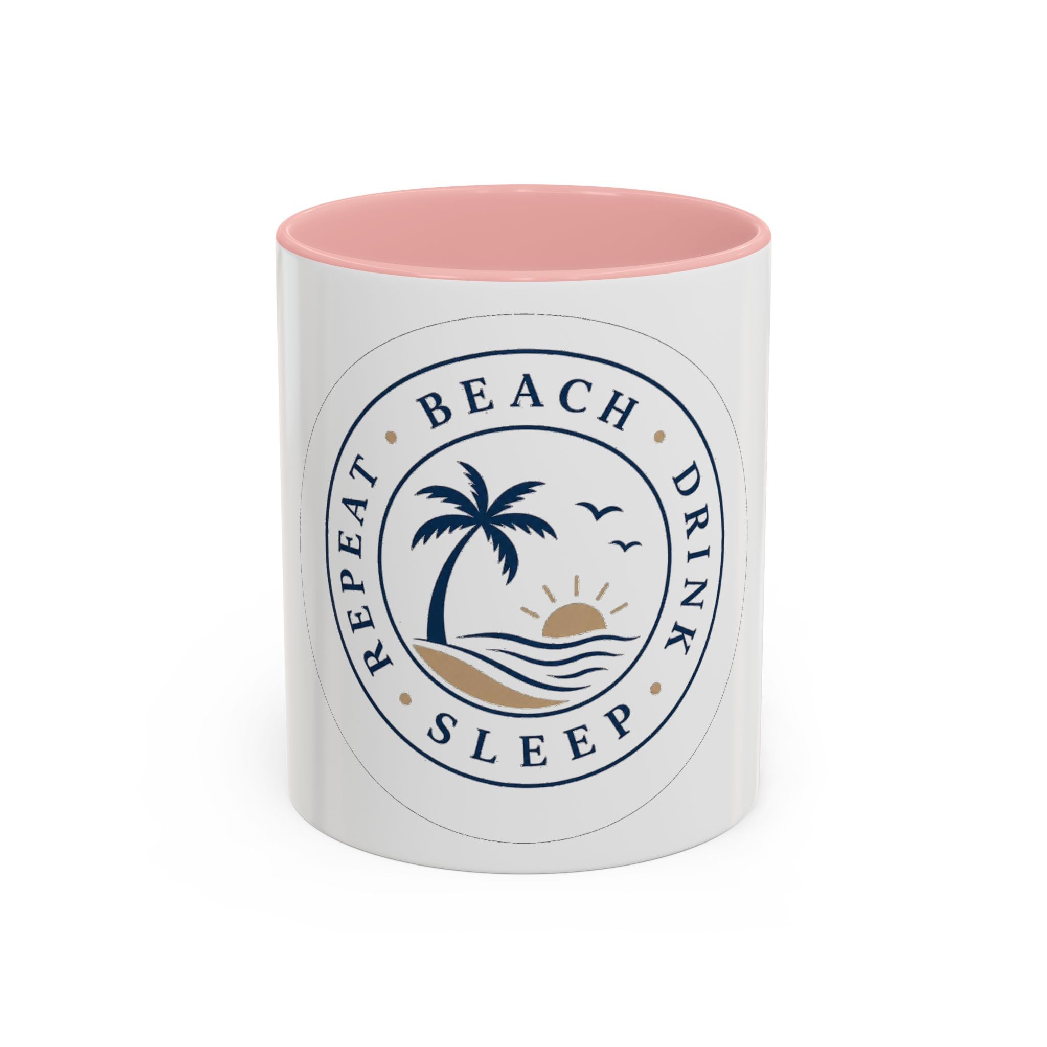 "Beach, Eat, Drink, Sleep, Repeat" Accent Coffee Mug (11, 15oz)