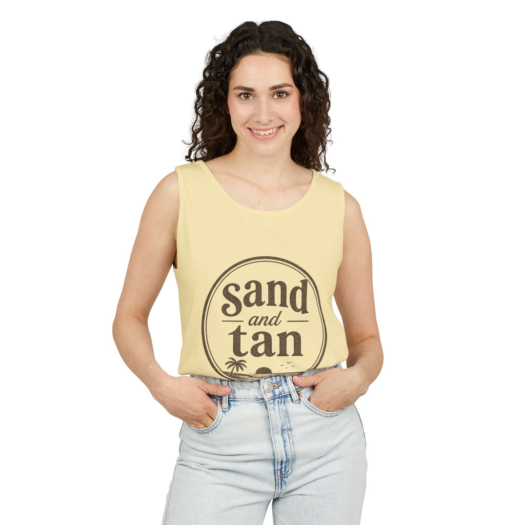 Sand and Tan Beach Tank Top — Vintage Surf Graphic