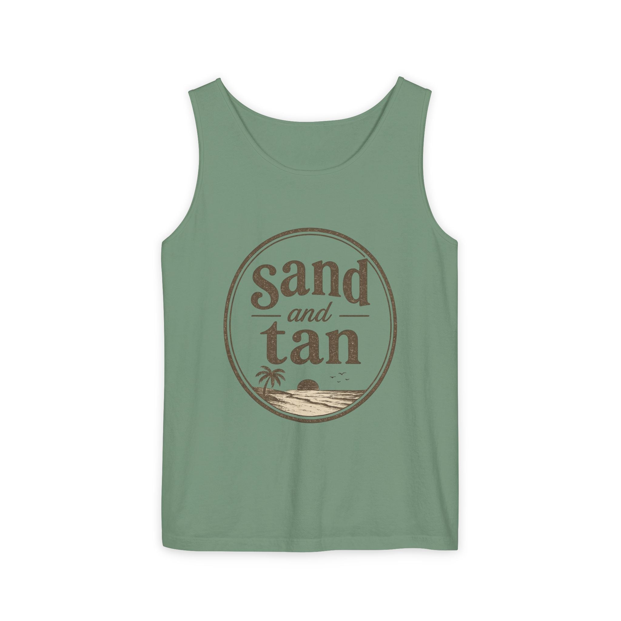 Sand and Tan Beach Tank Top — Vintage Surf Graphic