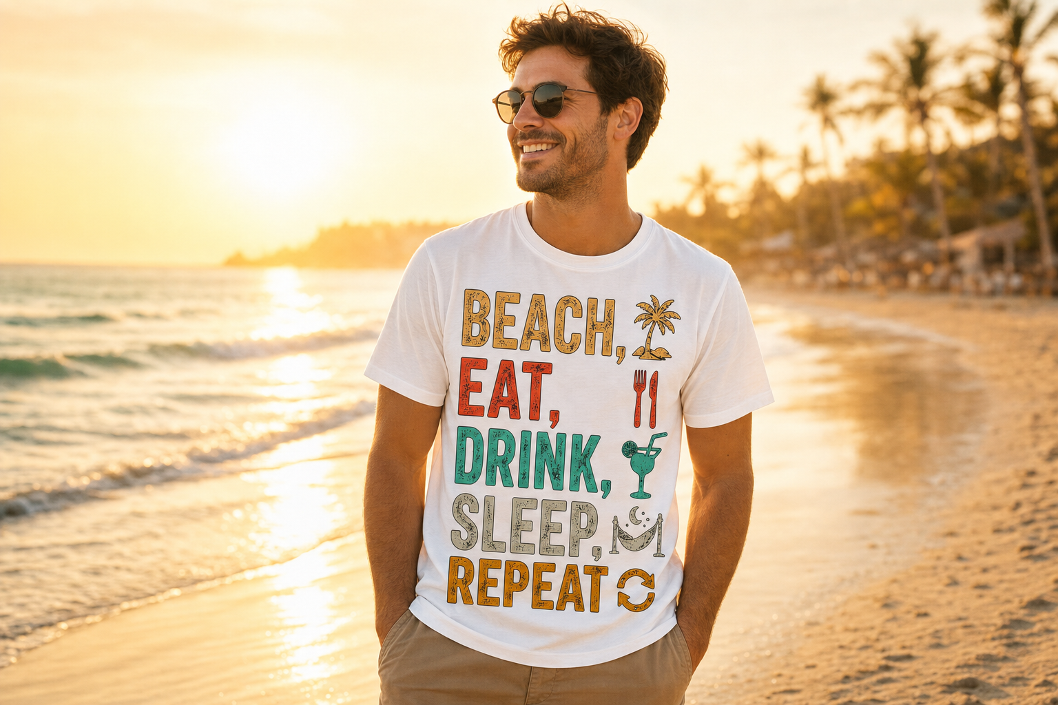 Beach Eat Drink Sleep Repeat T-Shirt