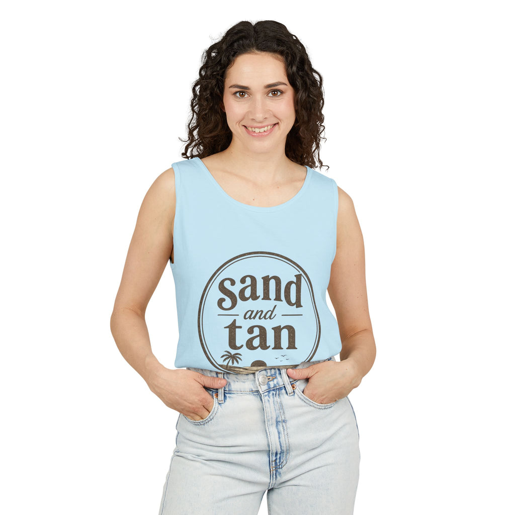 Sand and Tan Beach Tank Top — Vintage Surf Graphic