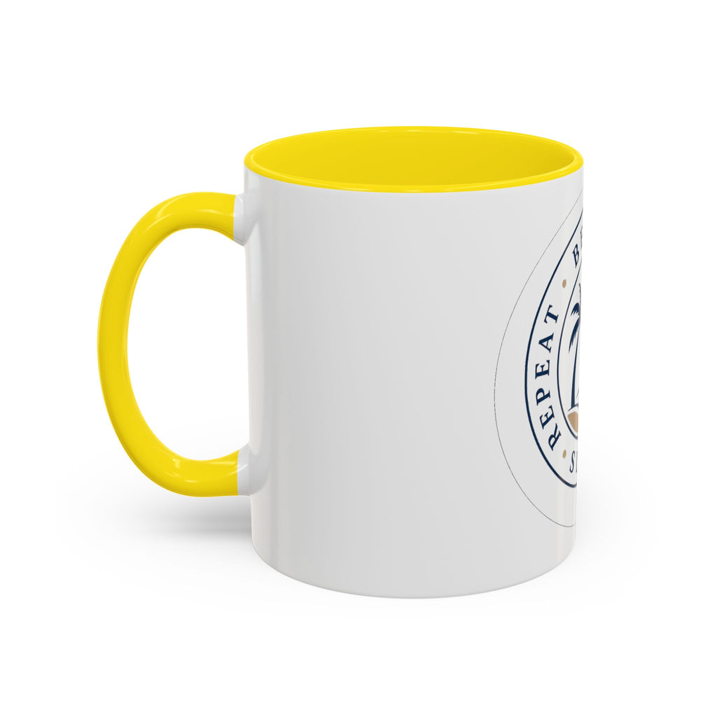 "Beach, Eat, Drink, Sleep, Repeat" Accent Coffee Mug (11, 15oz)
