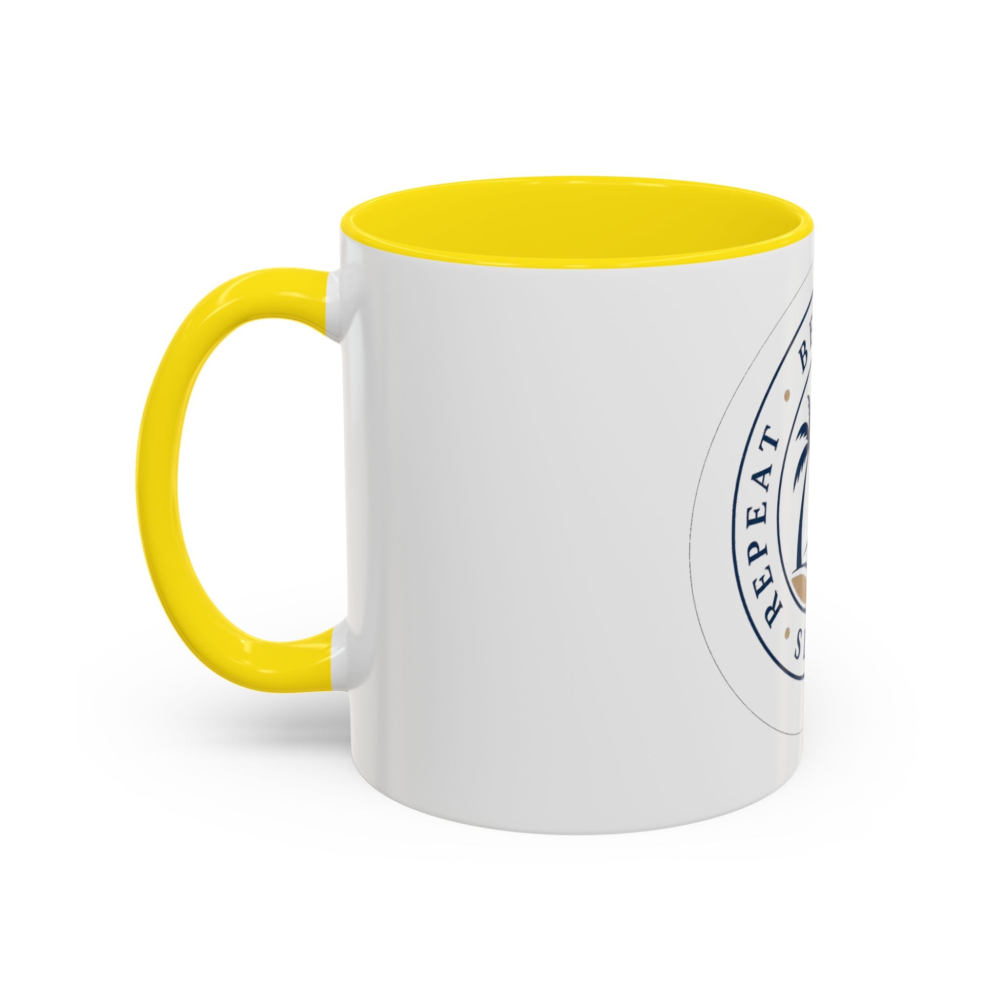 "Beach, Eat, Drink, Sleep, Repeat" Accent Coffee Mug (11, 15oz)