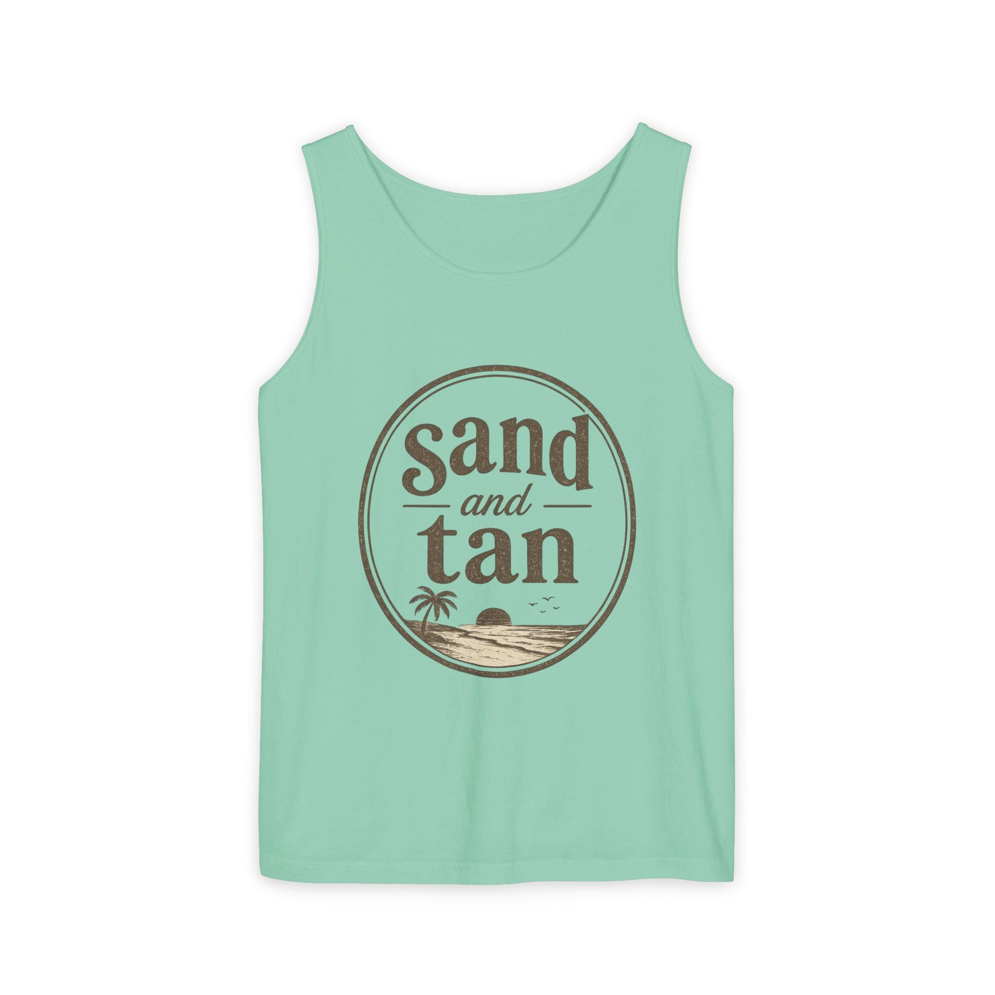 Sand and Tan Beach Tank Top — Vintage Surf Graphic
