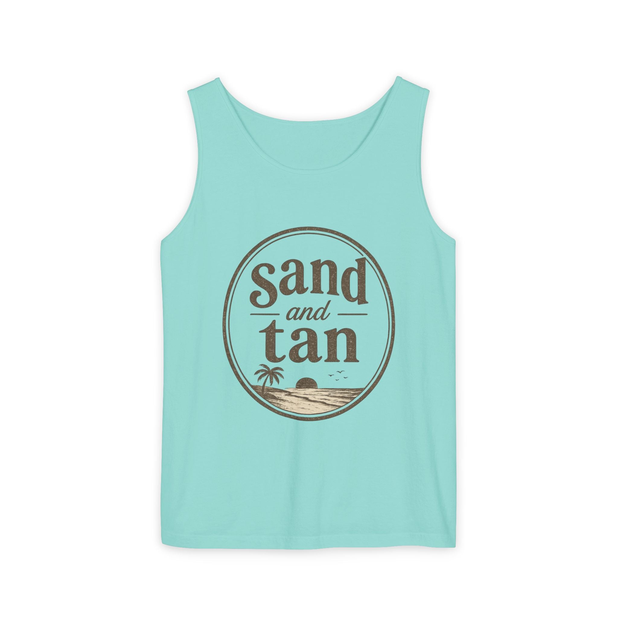 Sand and Tan Beach Tank Top — Vintage Surf Graphic