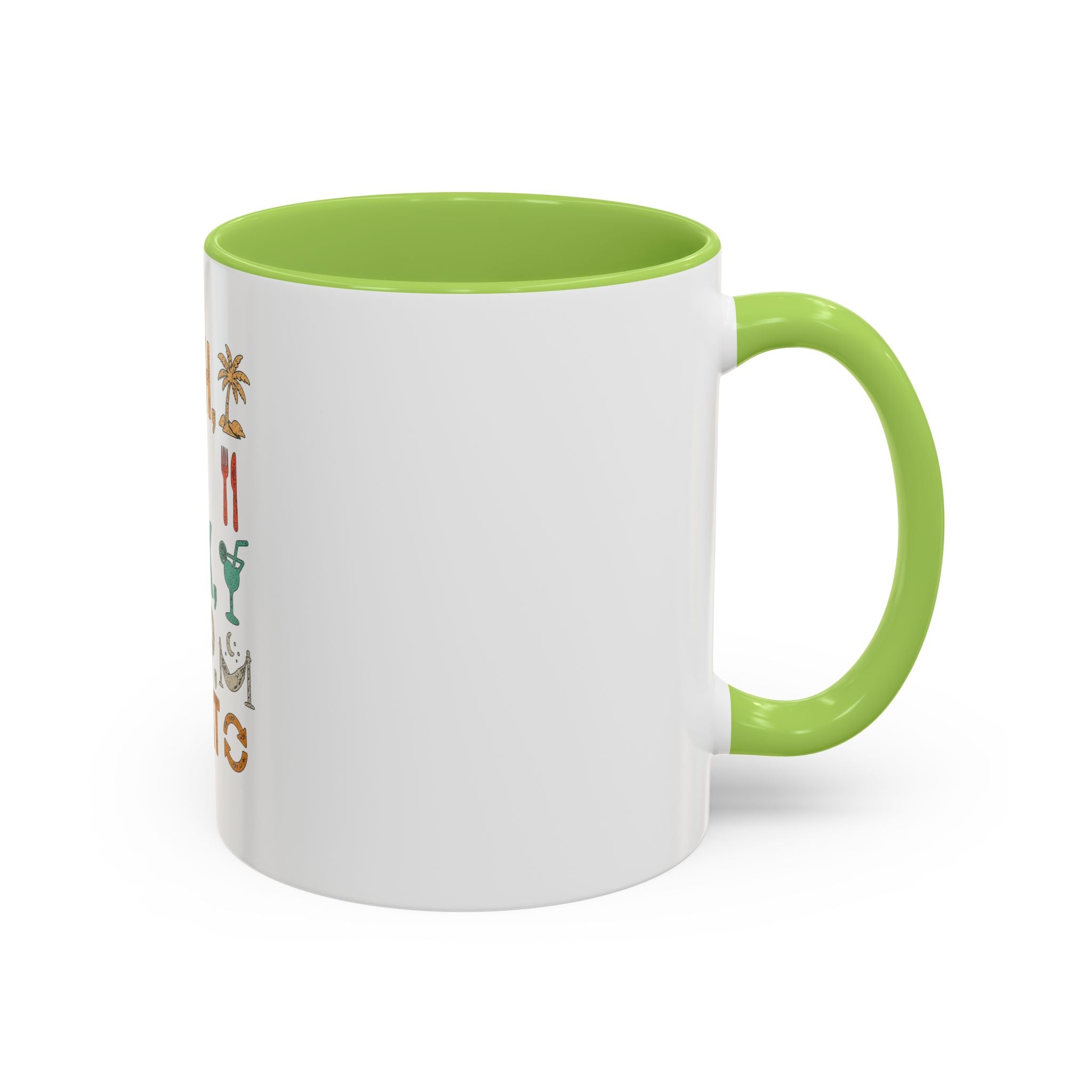 "Beach, Eat, Drink, Sleep, Repeat" Accent Coffee Mug (11, 15oz)