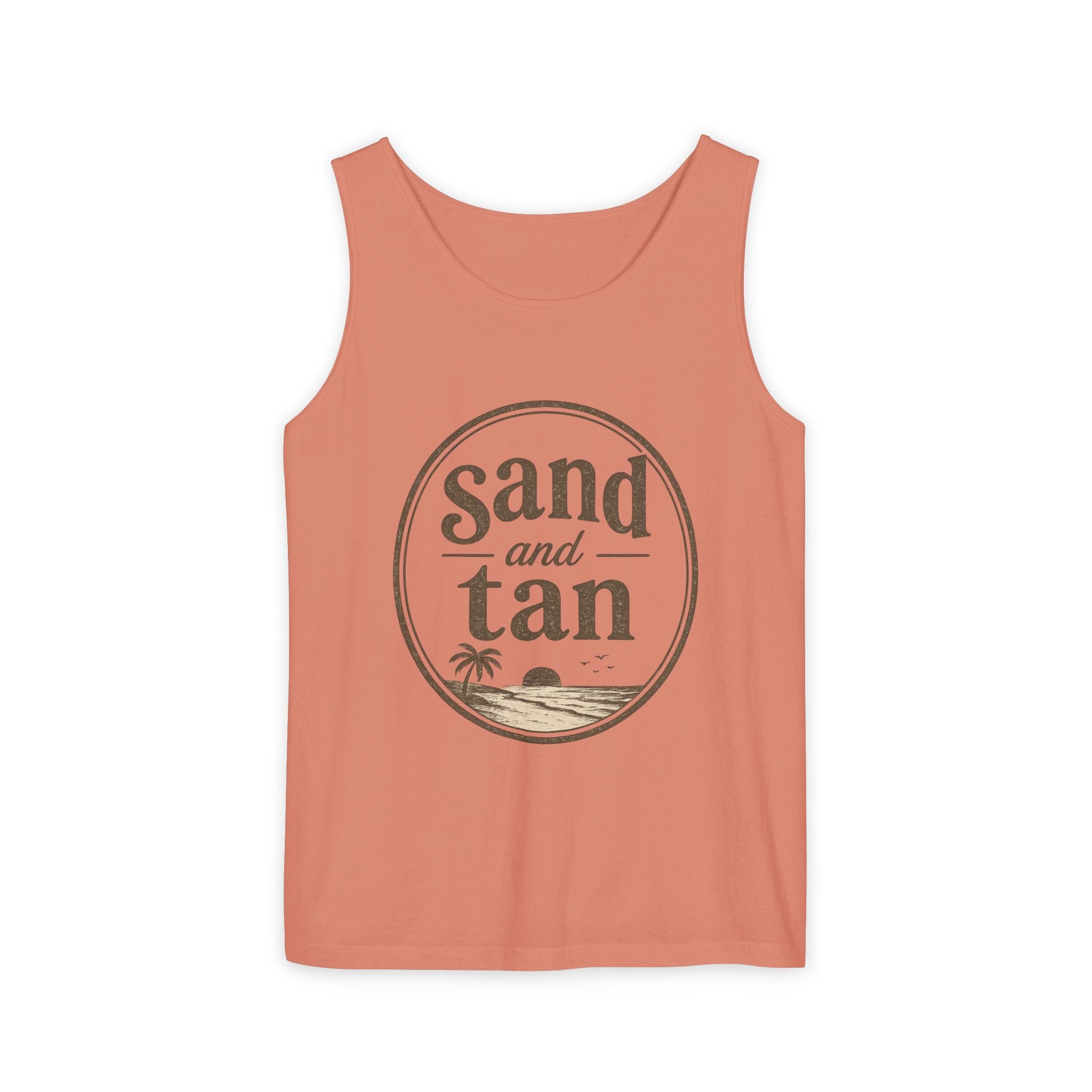 Sand and Tan Beach Tank Top — Vintage Surf Graphic