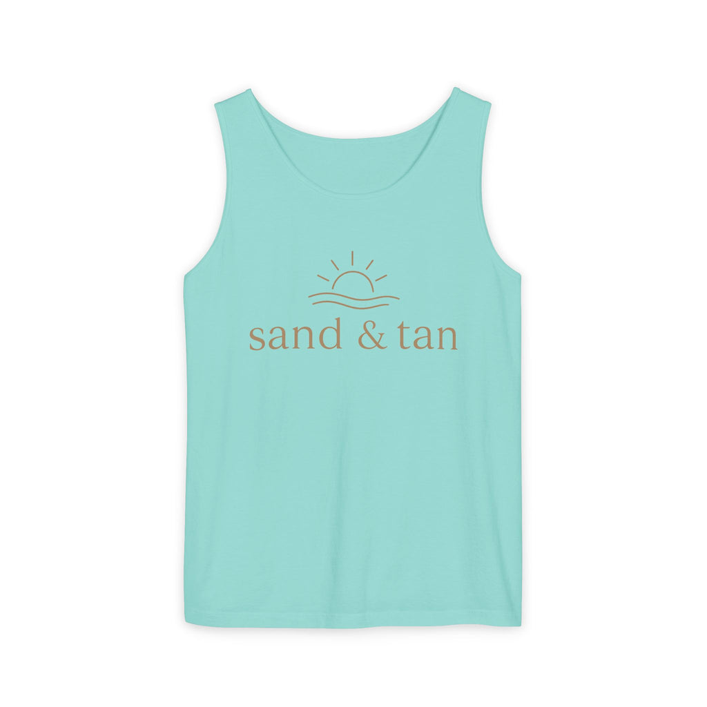 Sand & Tan Beach Tank Top — Minimal Sunrise Graphic
