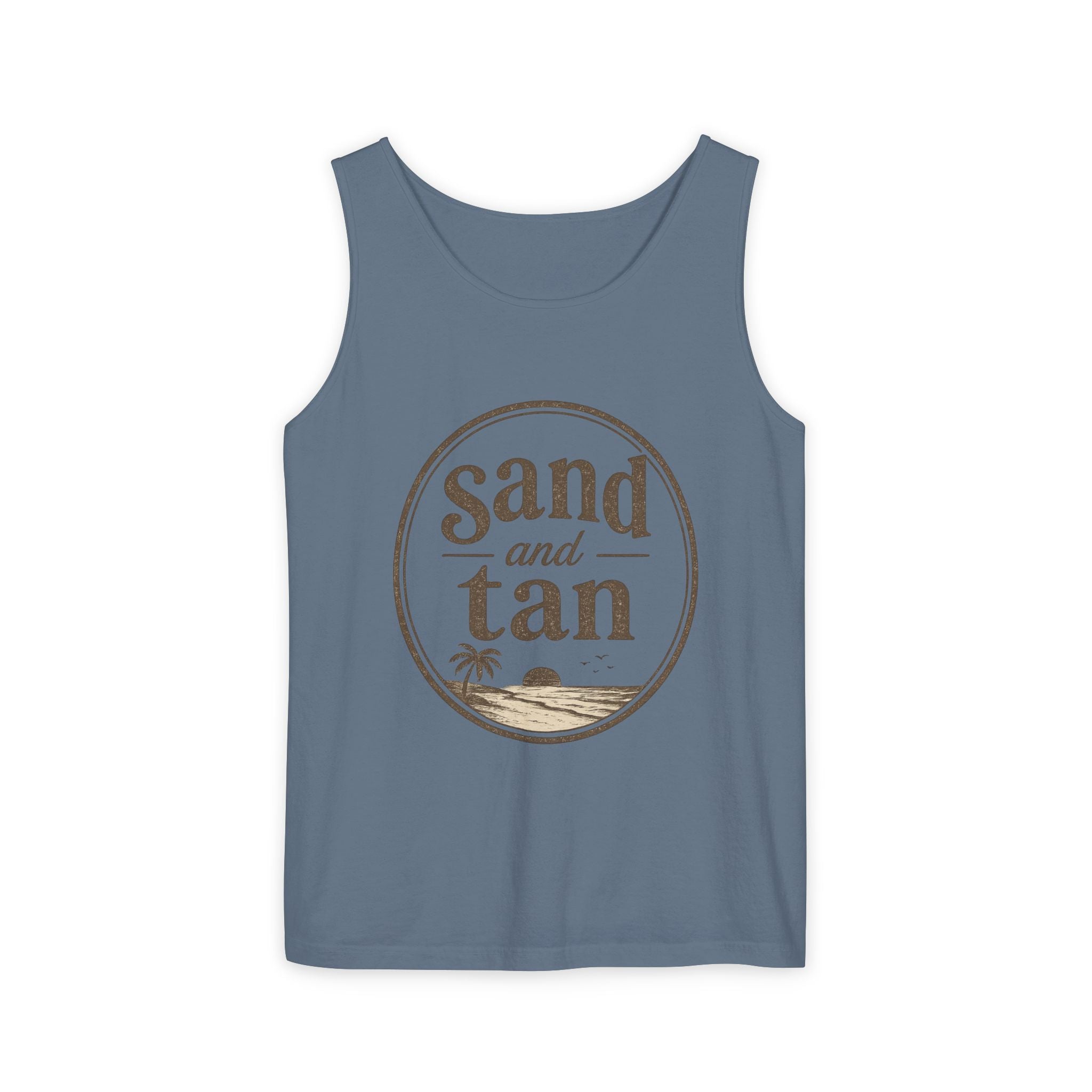 Sand and Tan Beach Tank Top — Vintage Surf Graphic