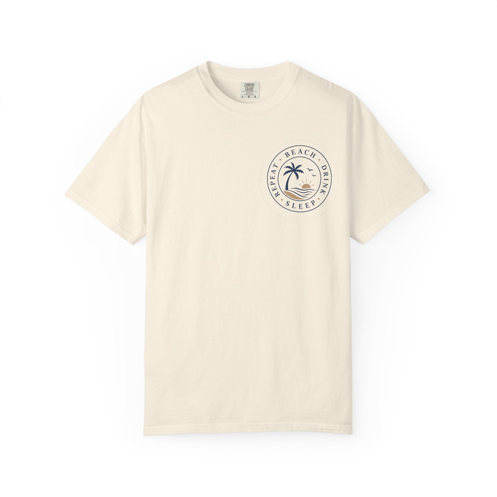 "Beach, Drink, Sleep, Repeat"— Vintage Coastal Graphic Tee