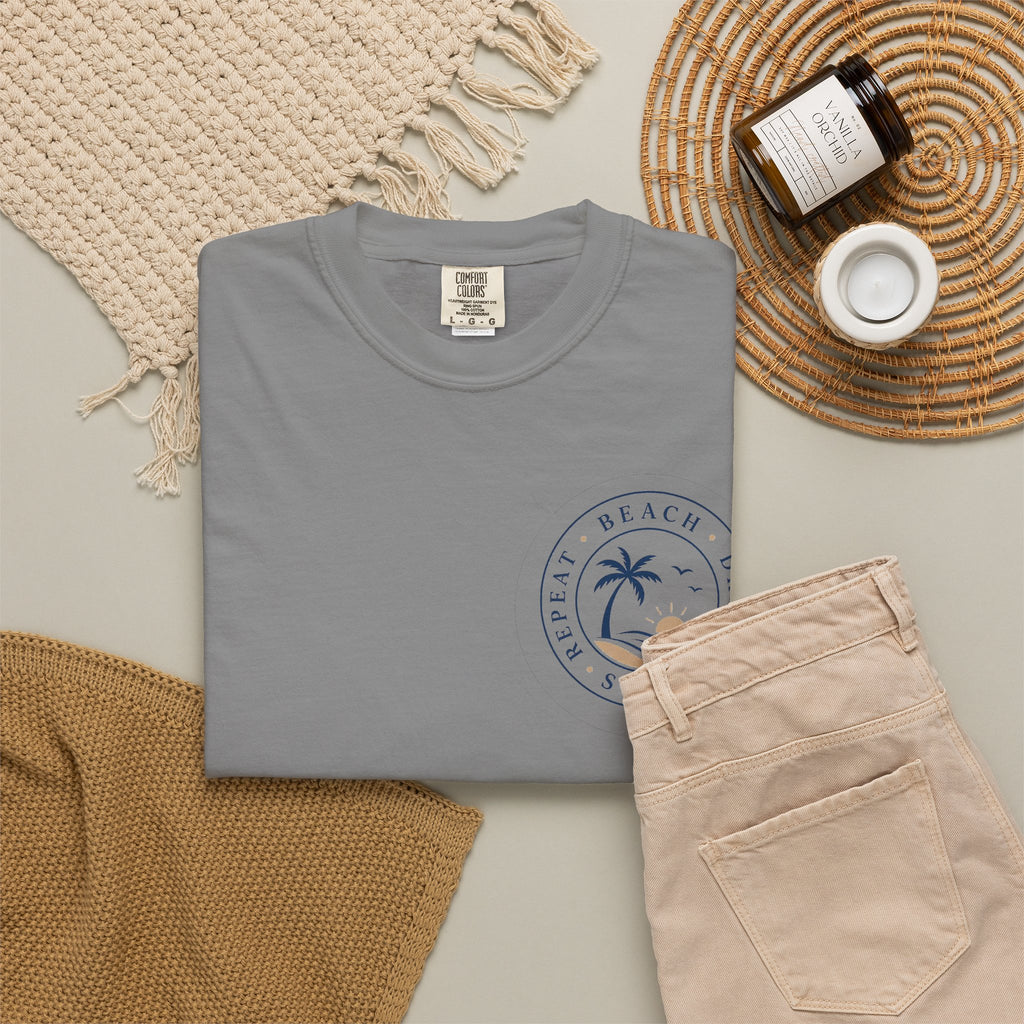 "Beach, Drink, Sleep, Repeat"— Vintage Coastal Graphic Tee