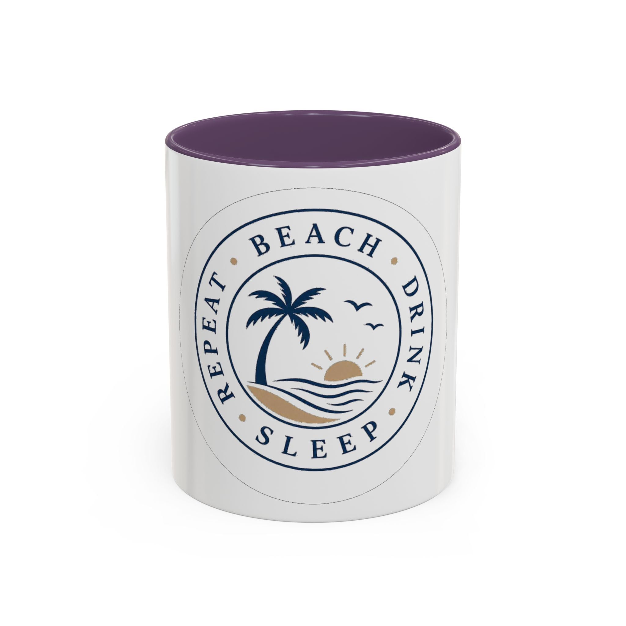 "Beach, Eat, Drink, Sleep, Repeat" Accent Coffee Mug (11, 15oz)