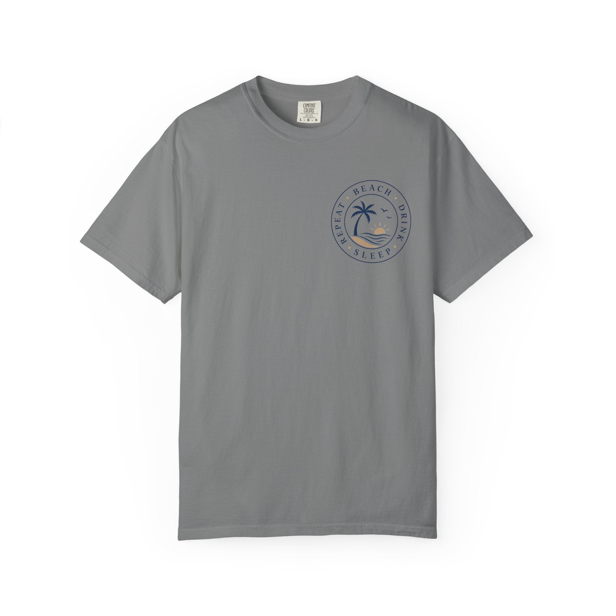 "Beach, Drink, Sleep, Repeat"— Vintage Coastal Graphic Tee