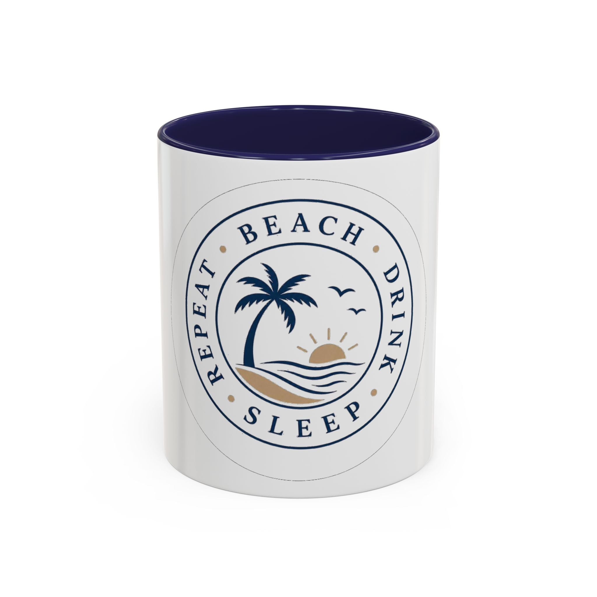 "Beach, Eat, Drink, Sleep, Repeat" Accent Coffee Mug (11, 15oz)