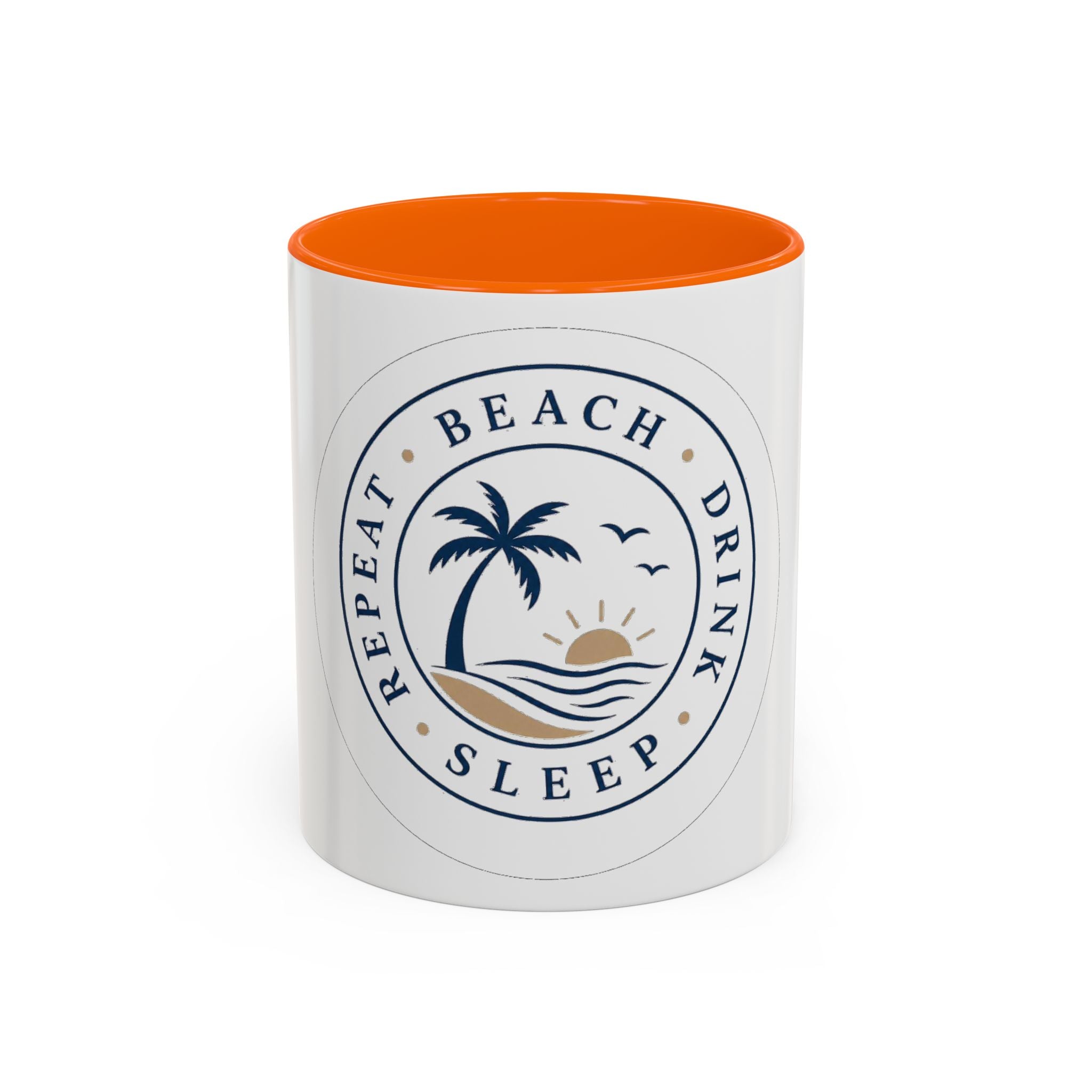 "Beach, Eat, Drink, Sleep, Repeat" Accent Coffee Mug (11, 15oz)
