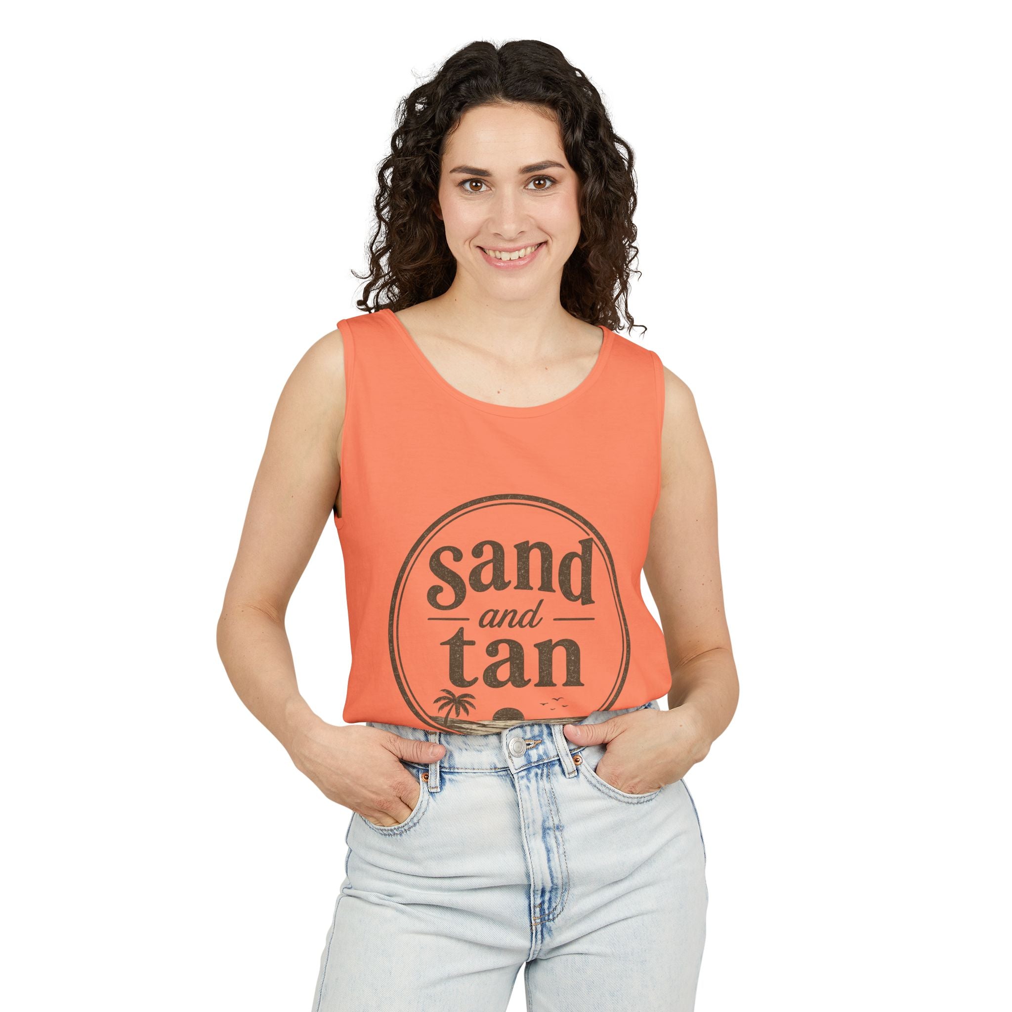 Sand and Tan Beach Tank Top — Vintage Surf Graphic
