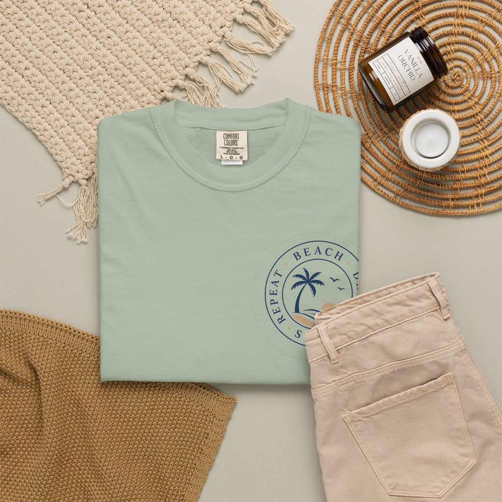 "Beach, Drink, Sleep, Repeat"— Vintage Coastal Graphic Tee