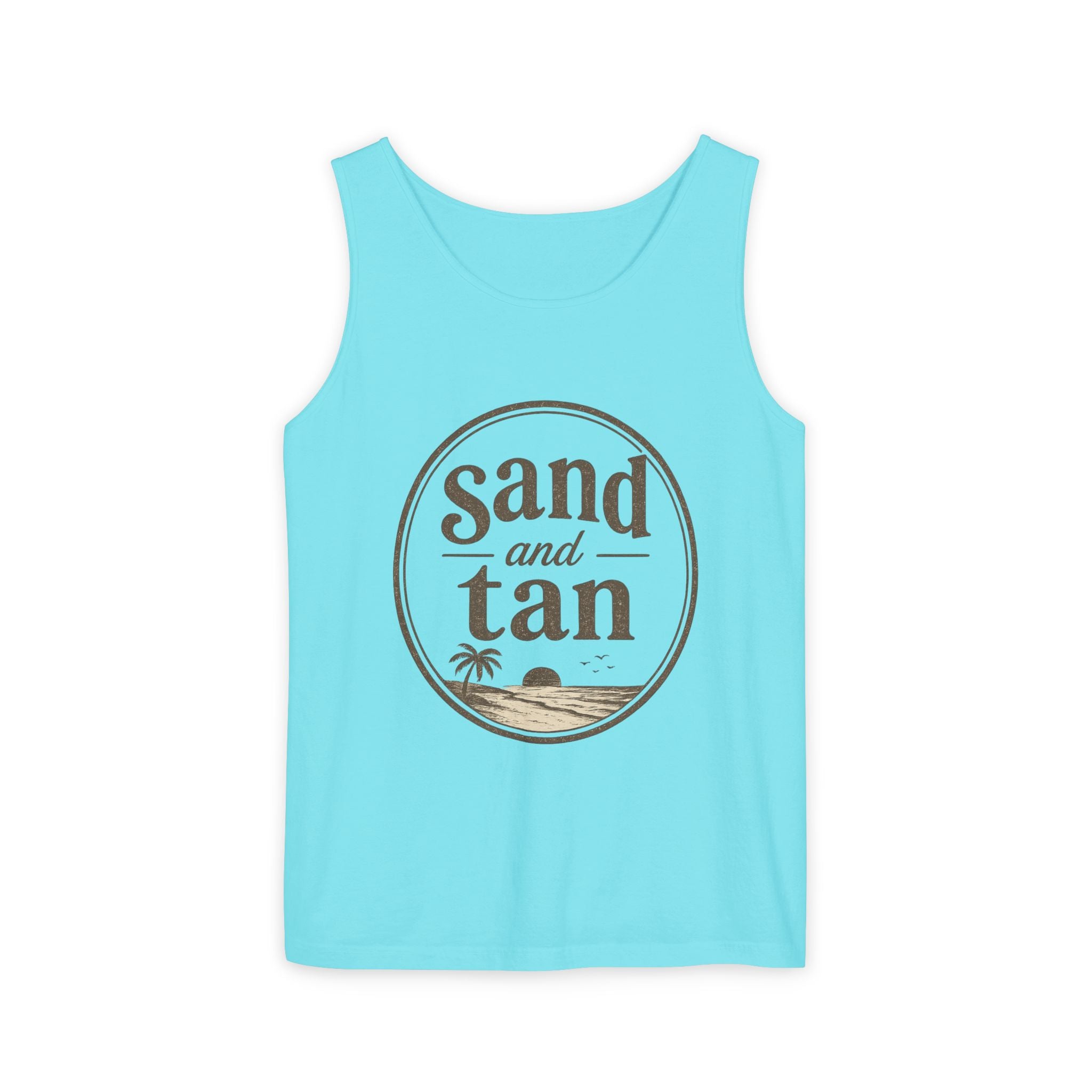 Sand and Tan Beach Tank Top — Vintage Surf Graphic
