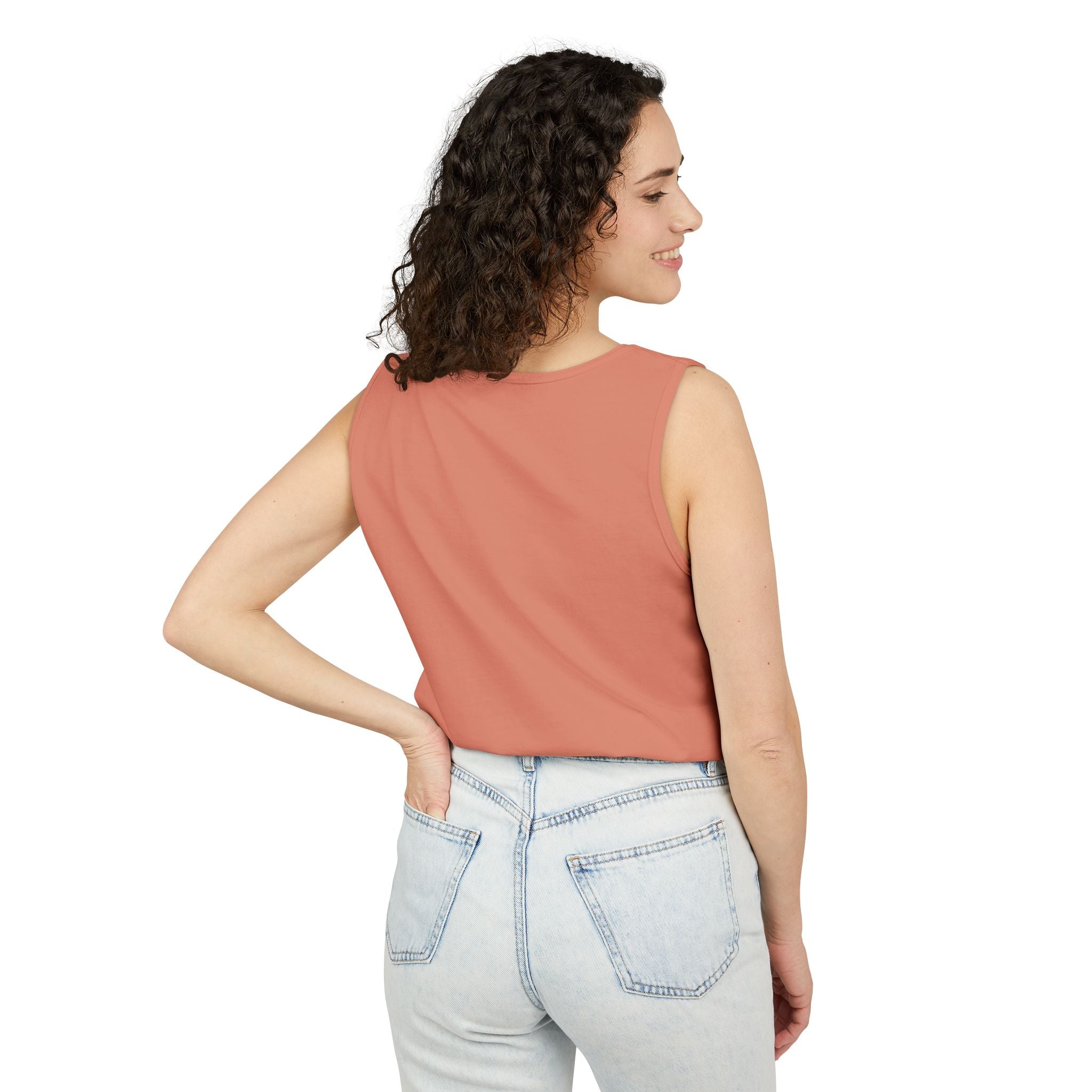 Sand & Tan Beach Tank Top — Minimal Sunrise Graphic